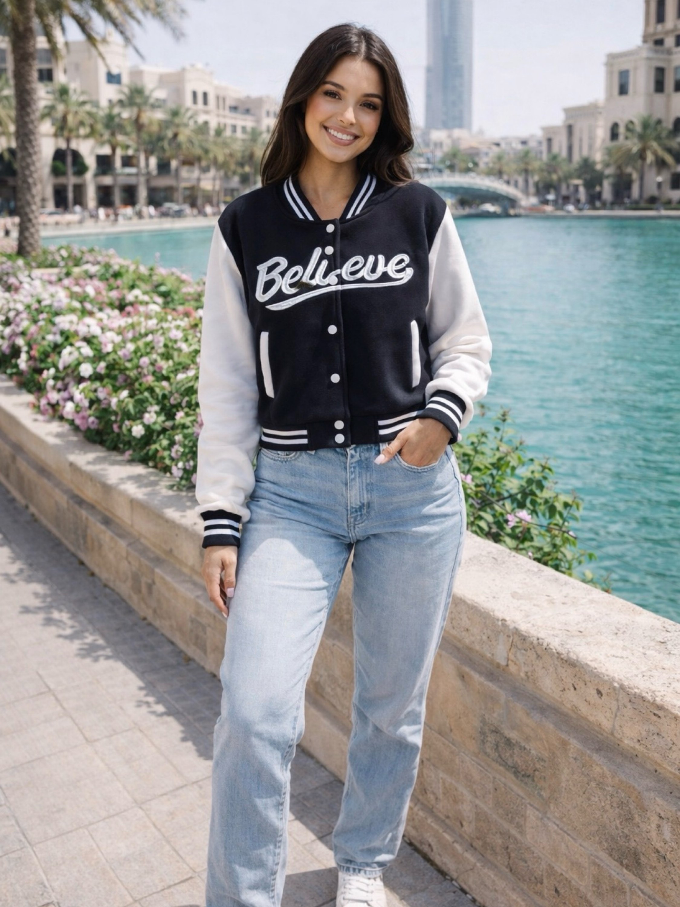 Jaqueta college moletom feminino