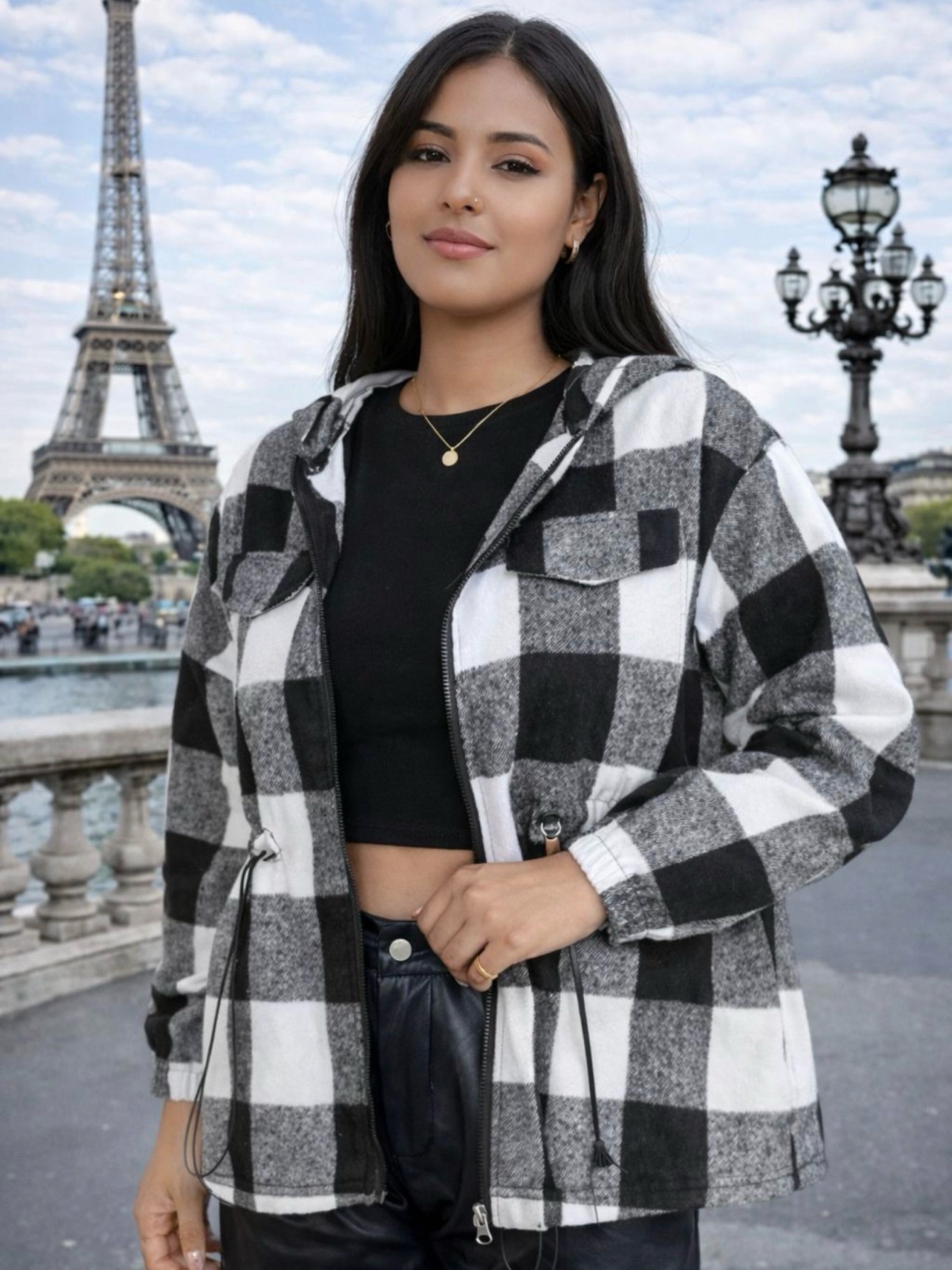 Jaqueta xadrez feminina