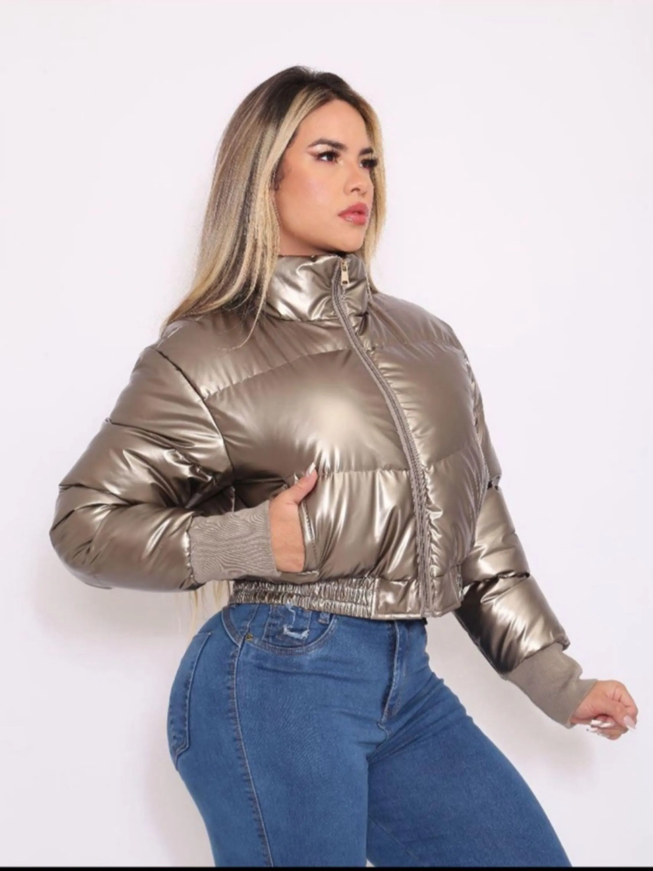 Cropped nylon sem forro