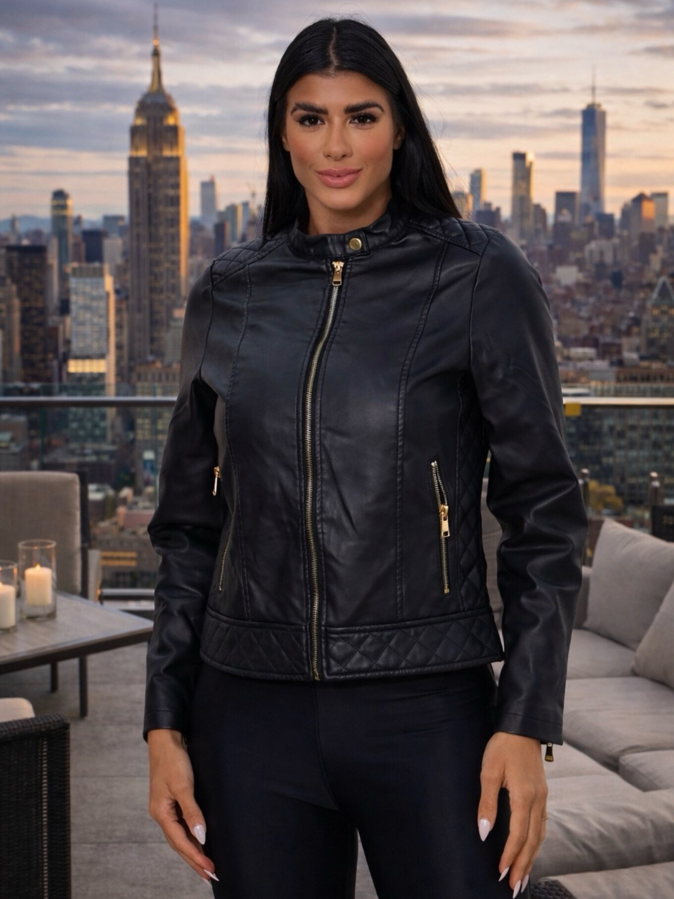 Jaqueta de couro feminina