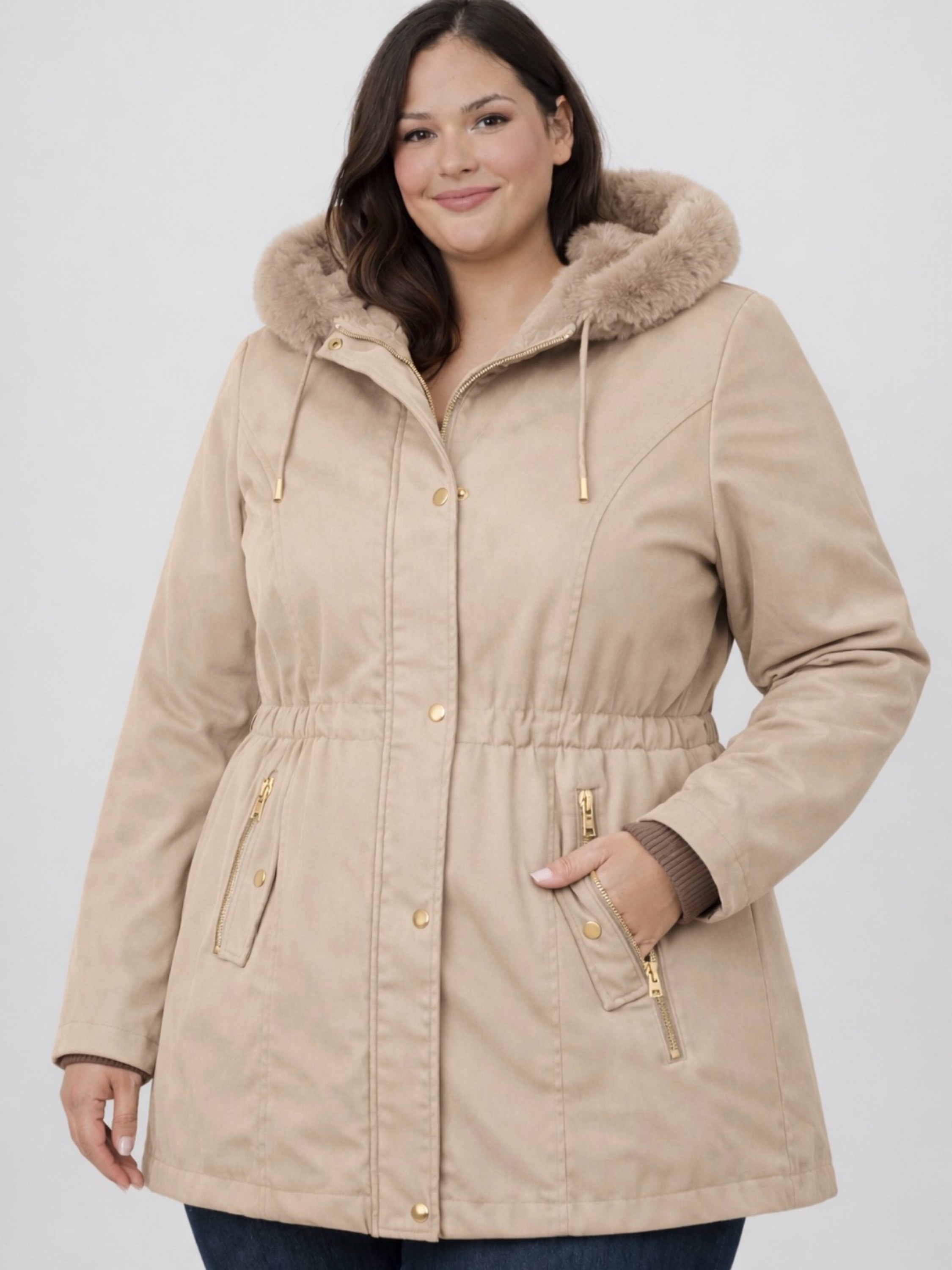 Parka sarja forrada feminina plus size