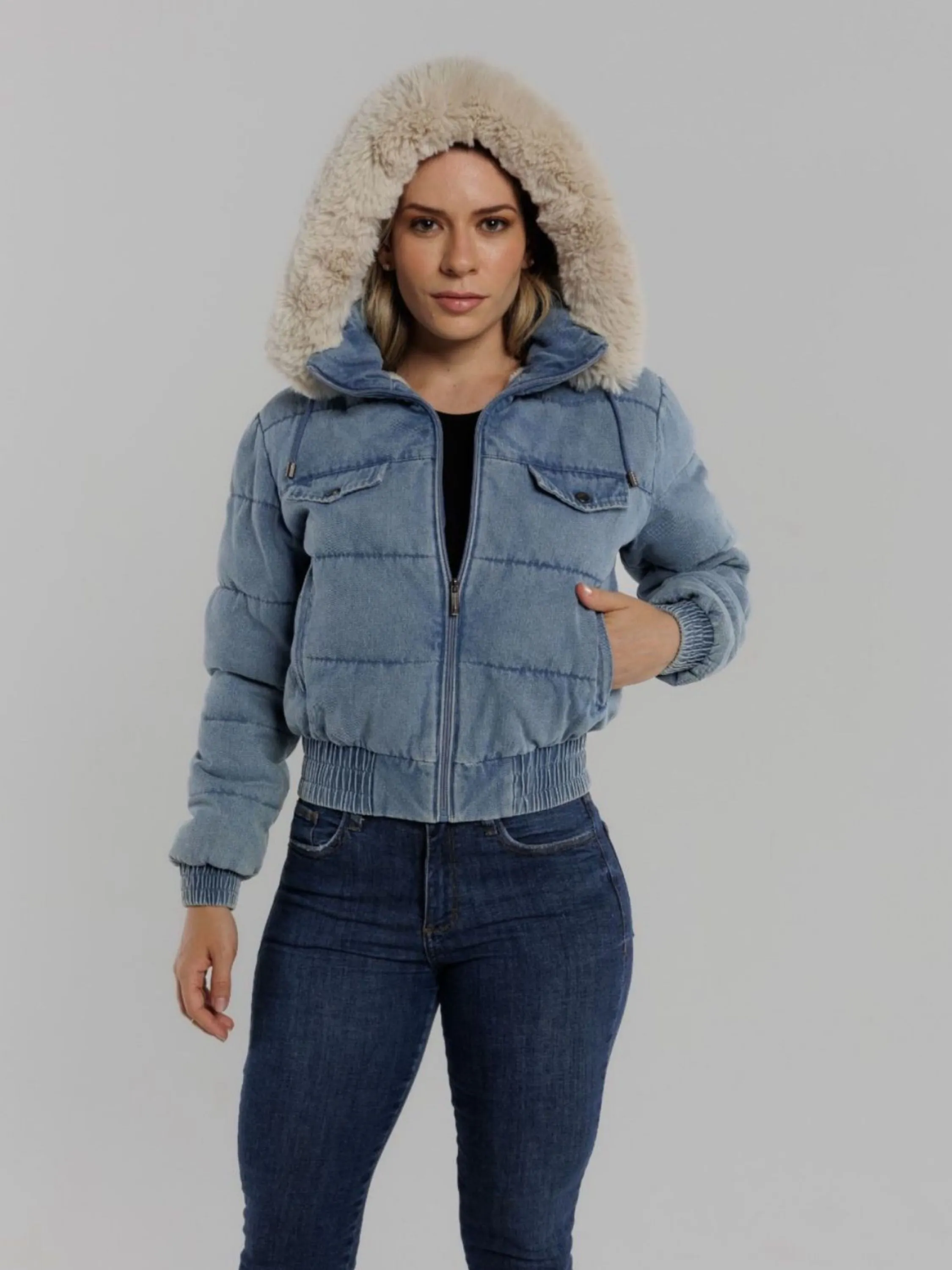 Jaqueta puffer Jeans forrada