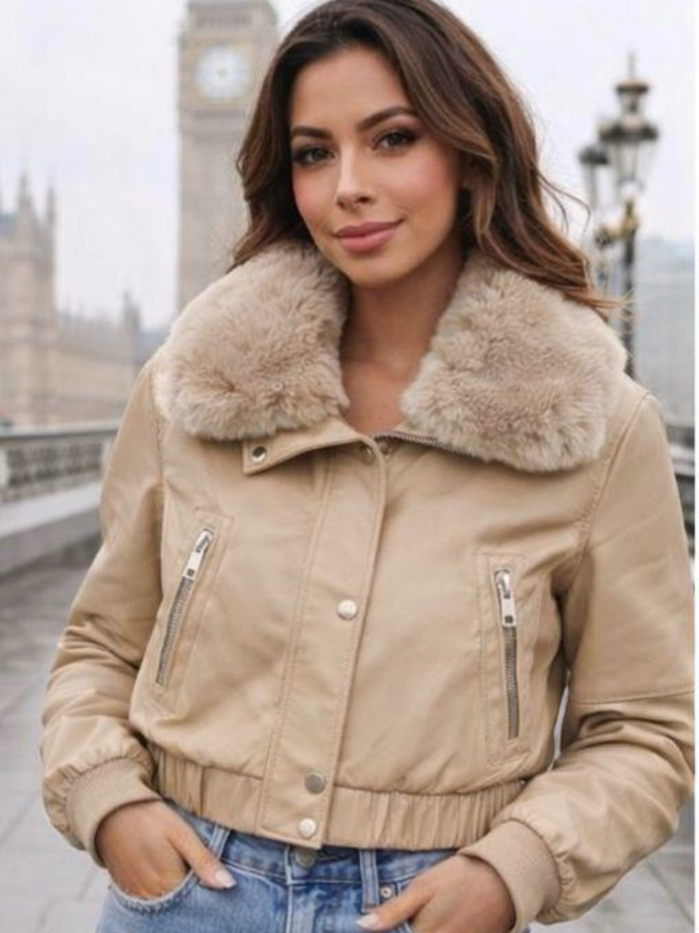 Jaqueta puffer couro forrada feminina