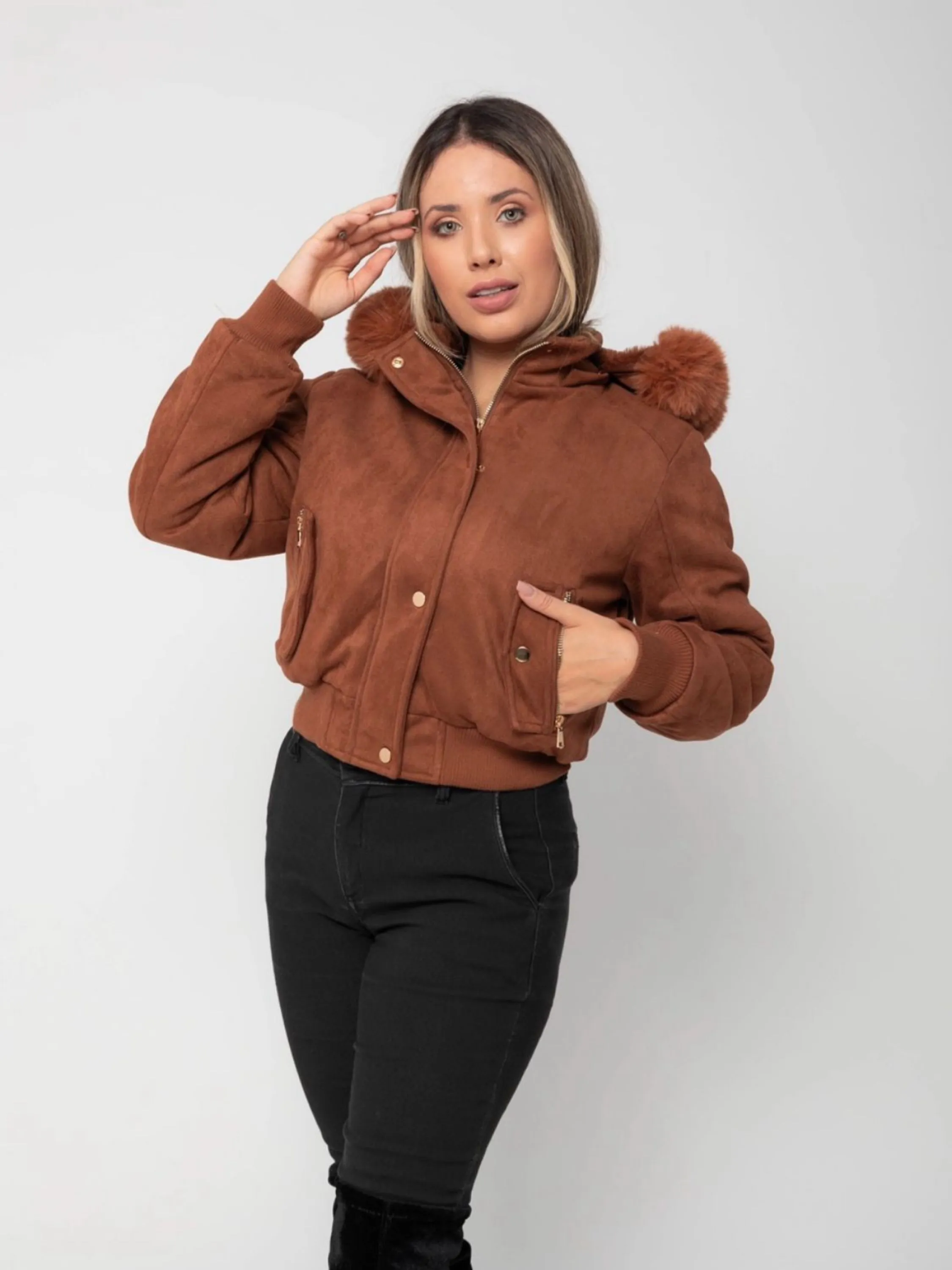 Jauqeta puffer suede forrada