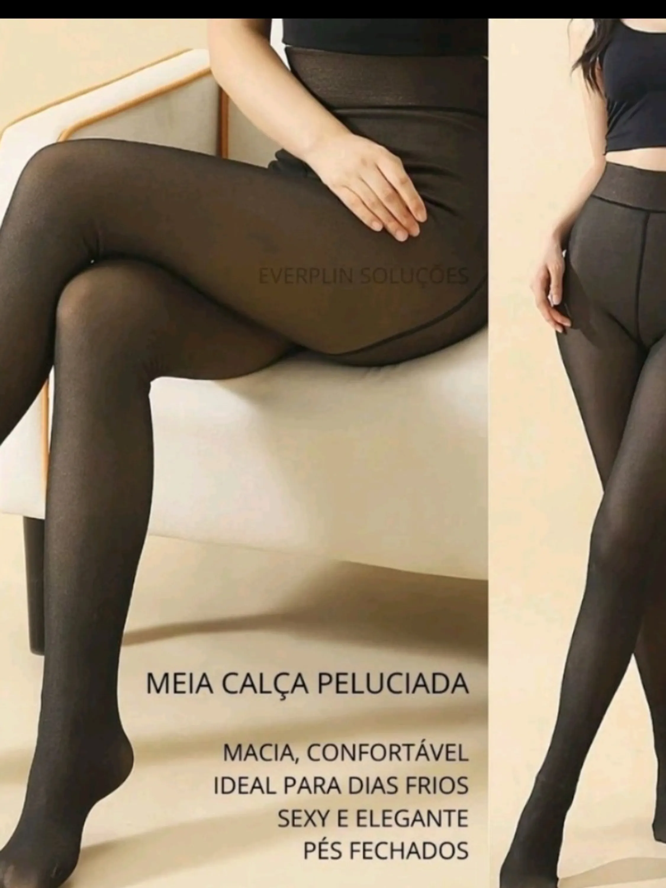 Calça meia peluciada forrada