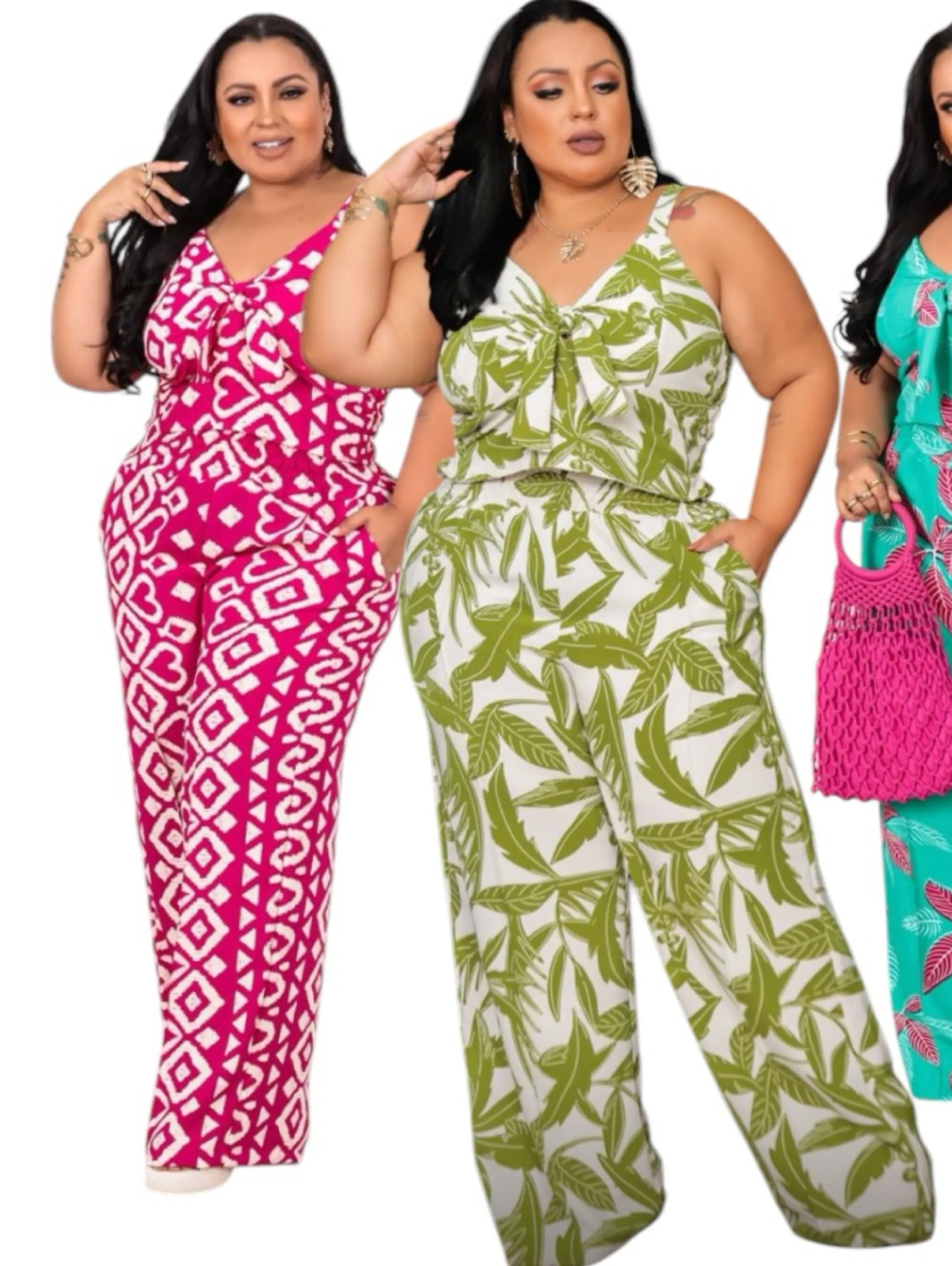 Conjunto Pantalona com Croped Plus Size