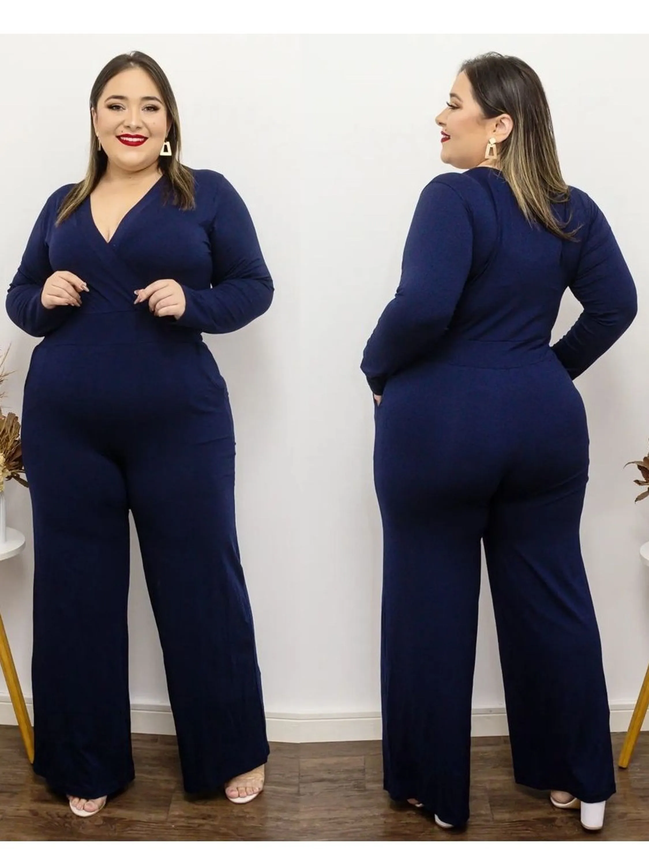 Macacão manga longa PLUS SIZE - Naluna Modas