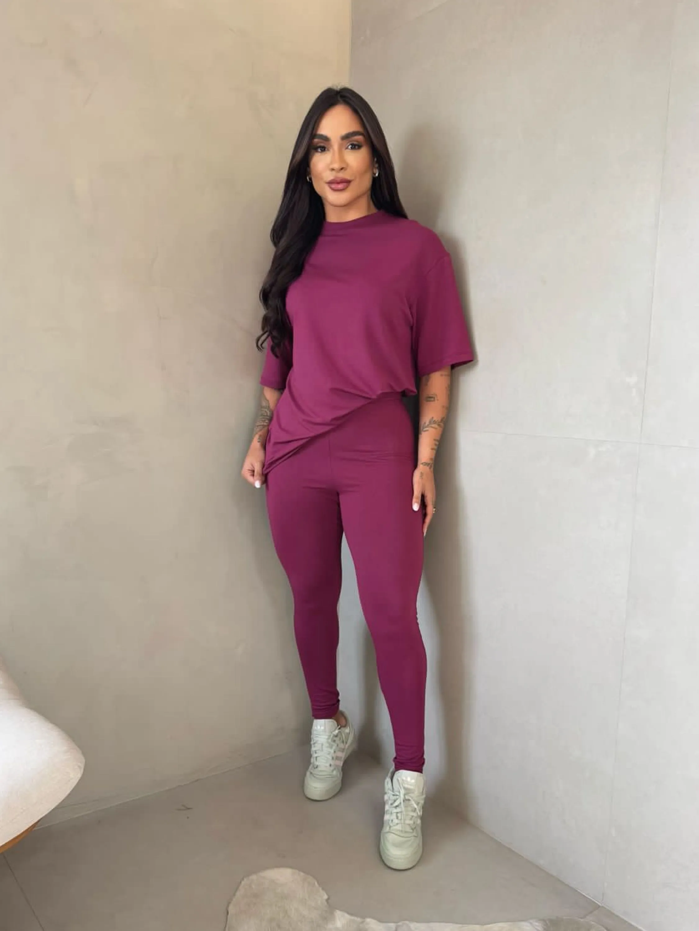 Conjunto Moletinho Viscose Over Outono