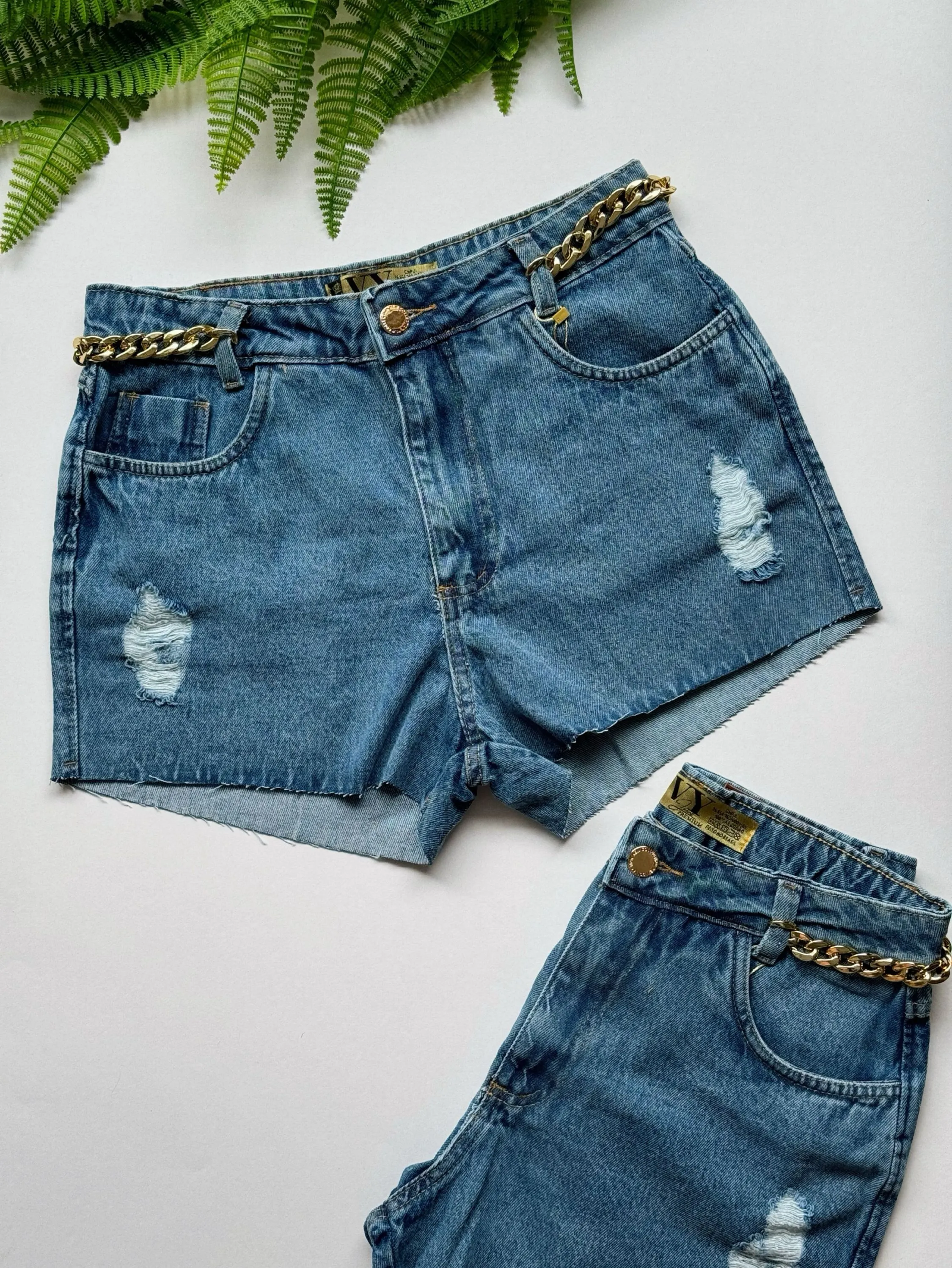 Short jeans corrente lateral