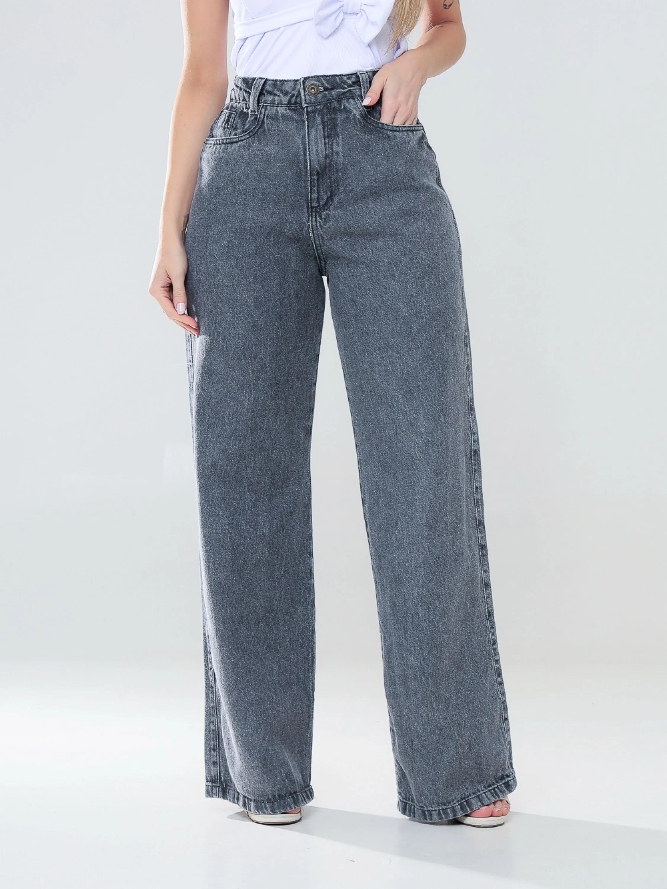 Calça pantalona jeans Gabi