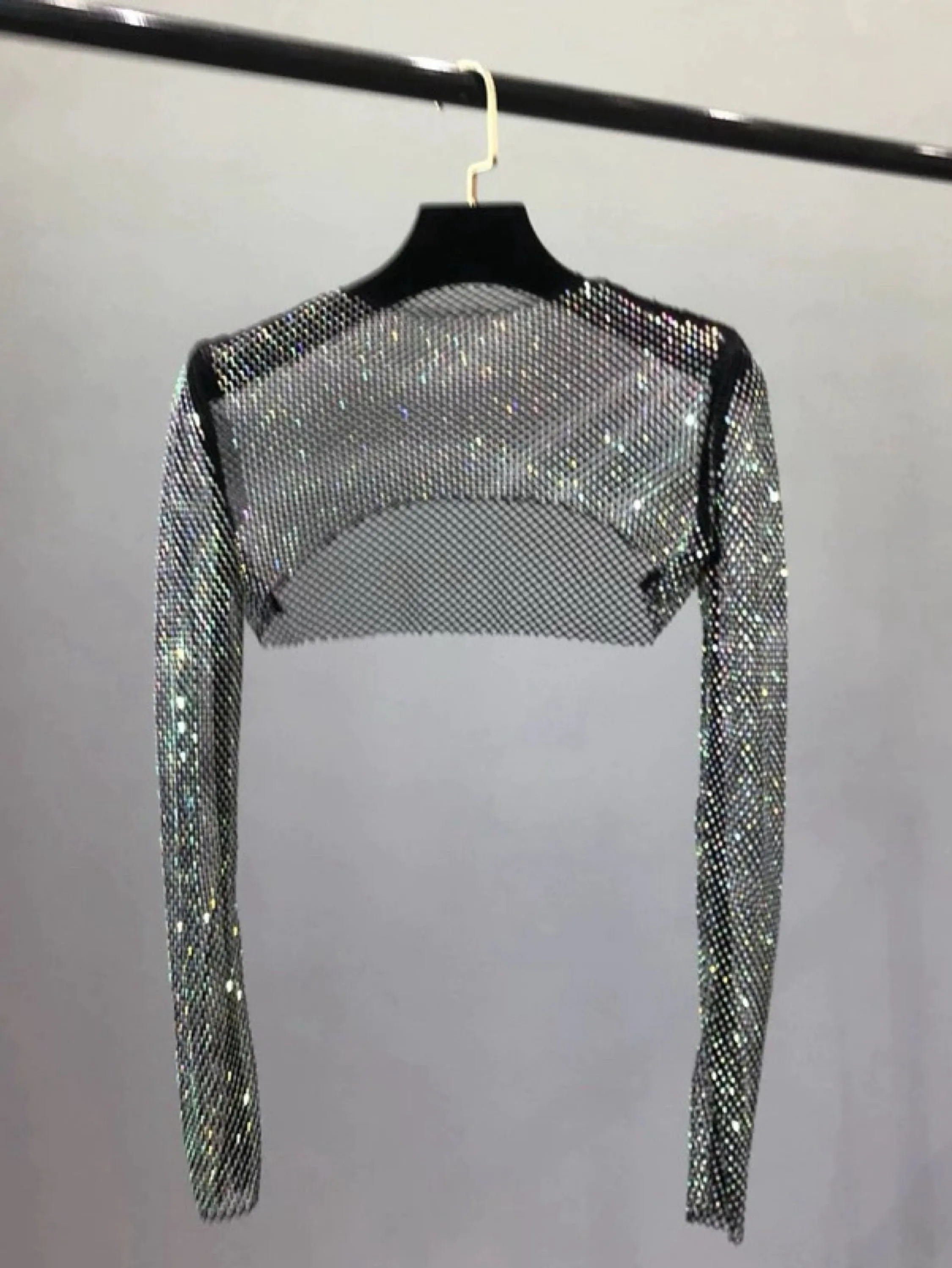 Cropped Telinha Strass Brilhante Redinha de Pedrarias Rave(fábrica da China)