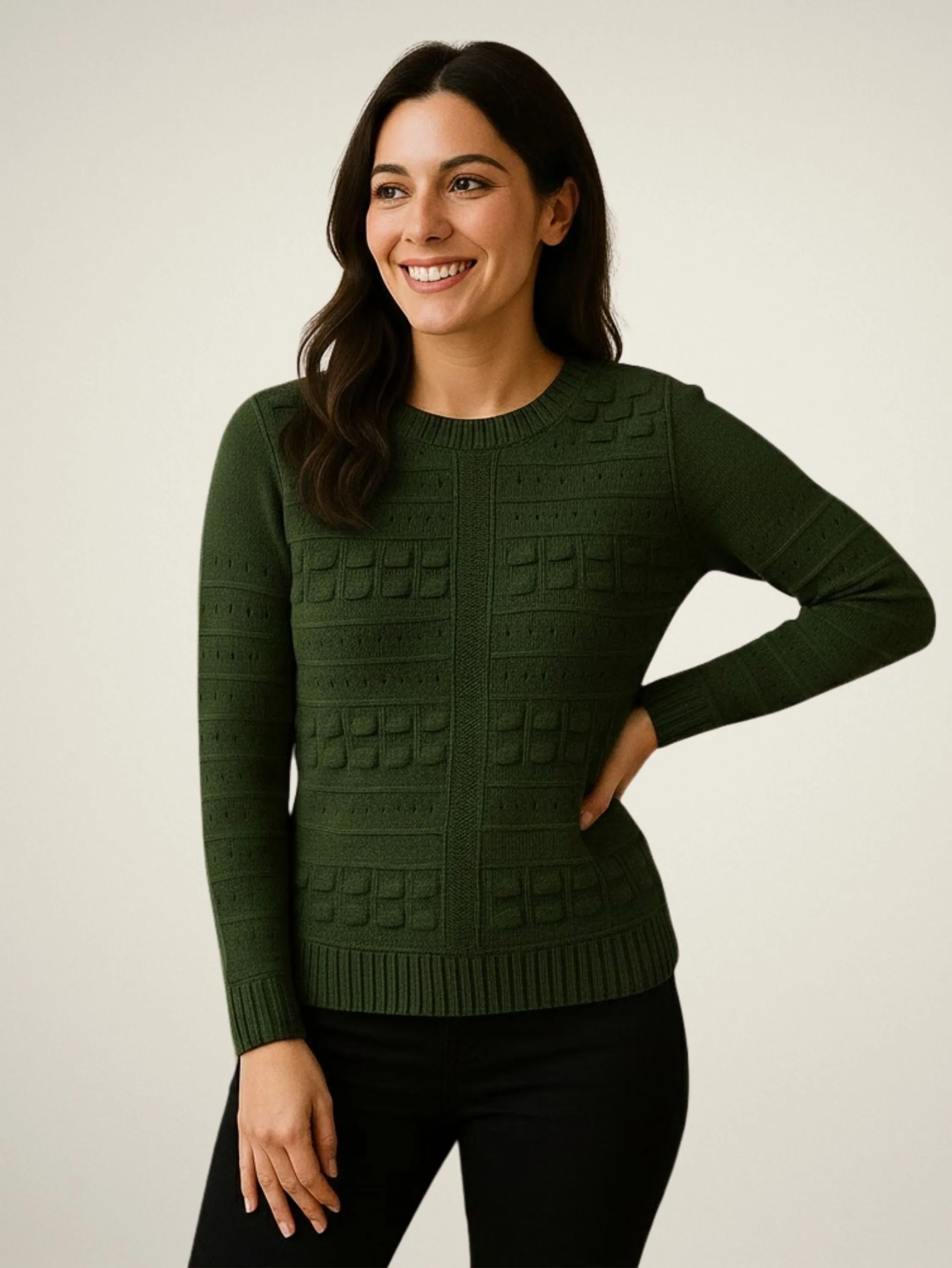 Blusa Tricot Manga Longa Listras Relevo