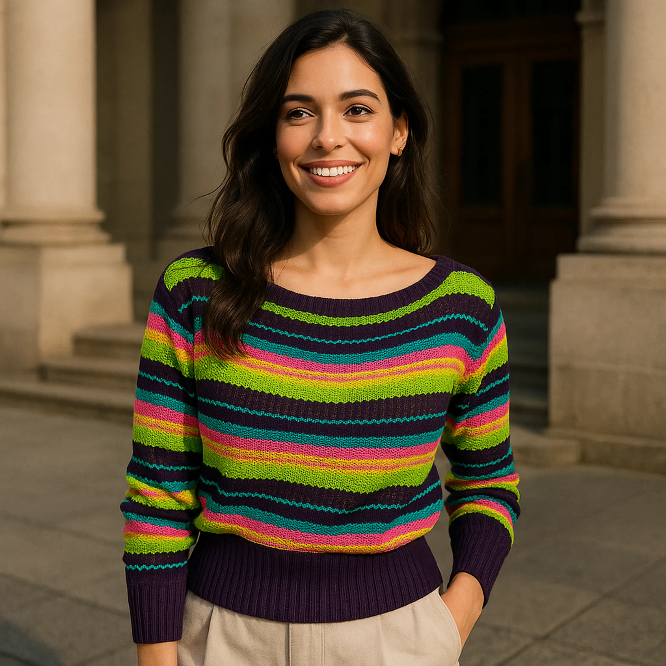 Cropped Tricot Listrado Canoa