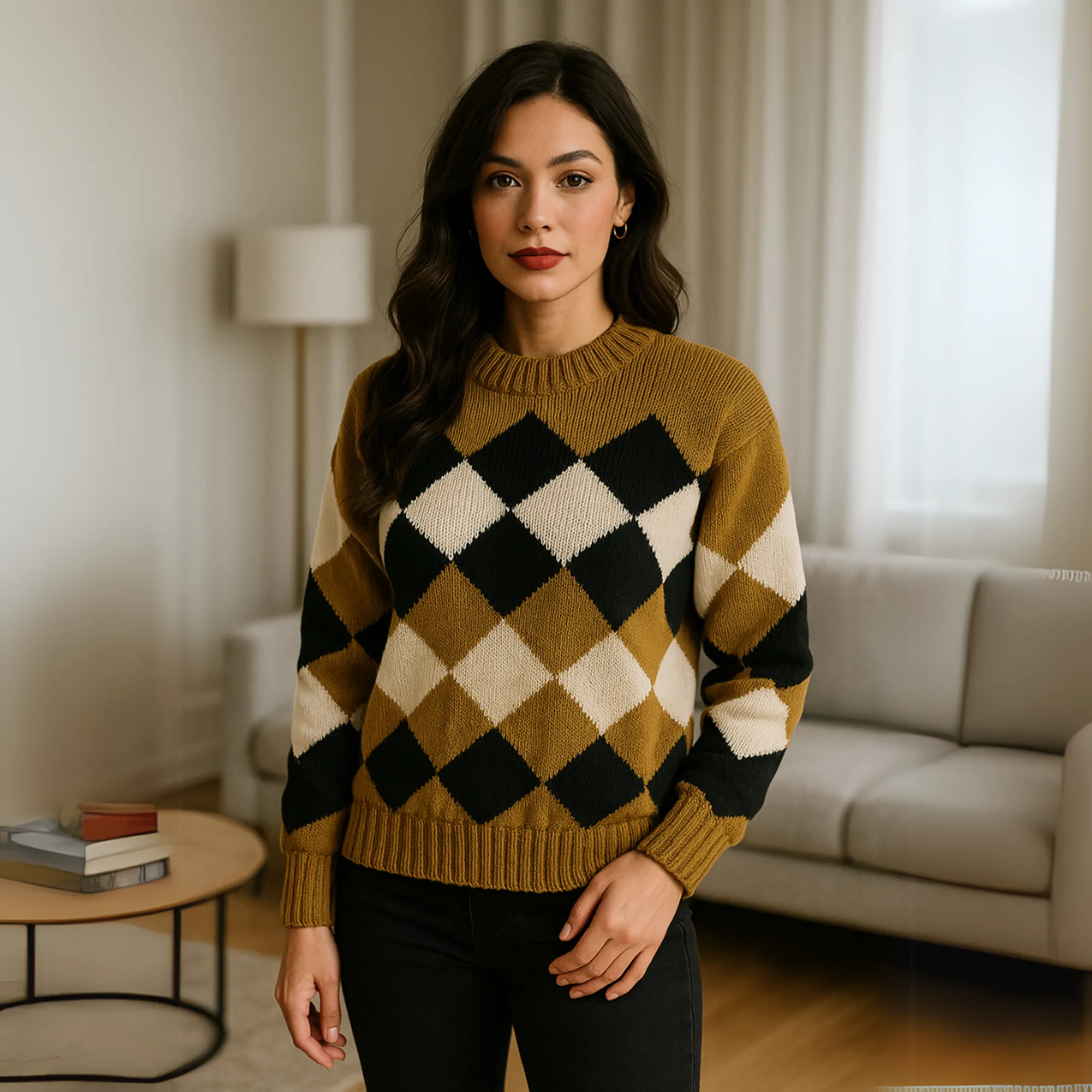 Blusa Tricot Manga Longa Detalhe Losango