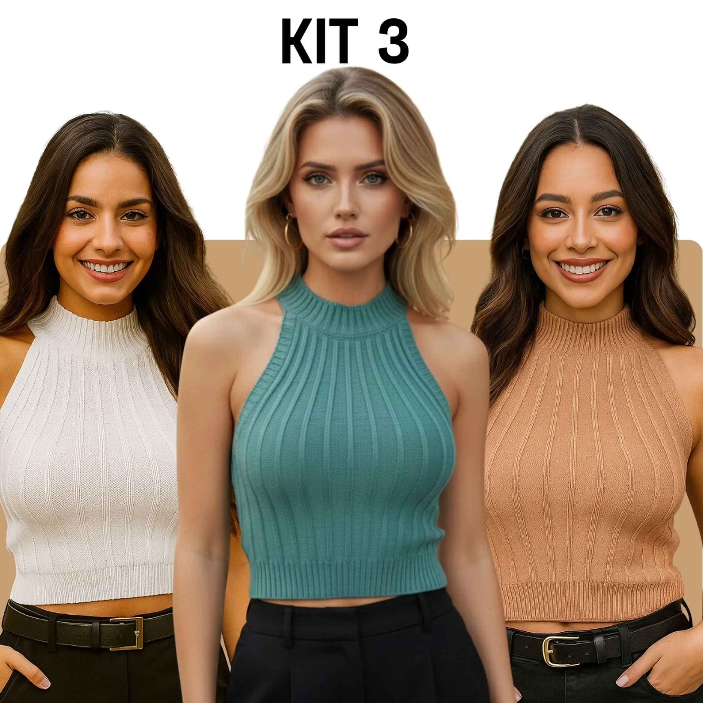 Kit 3 Regatas Tricot Modal Alto Relevo