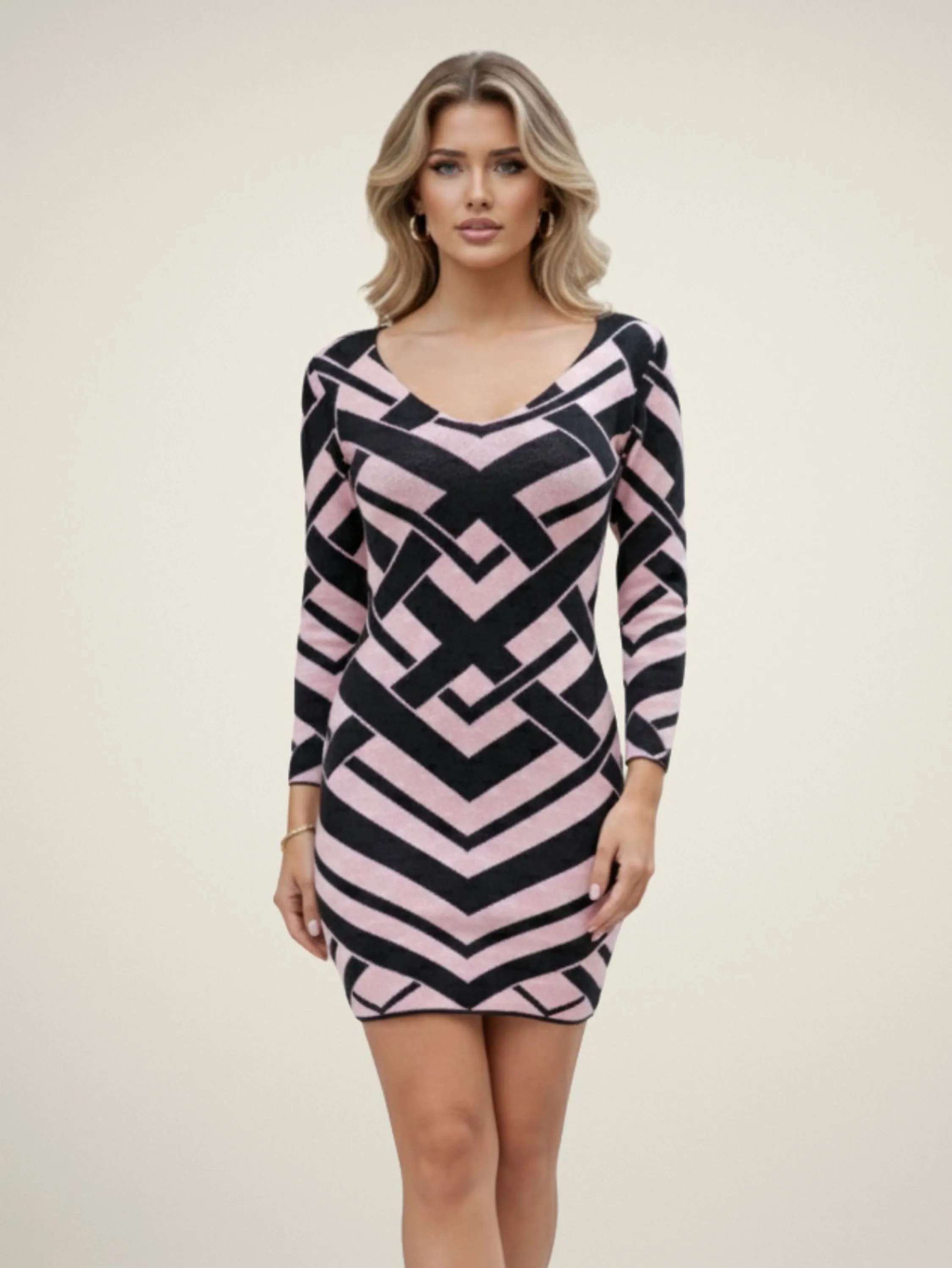 Vestido Curto Tricot Modal Cruzado Manga Longa