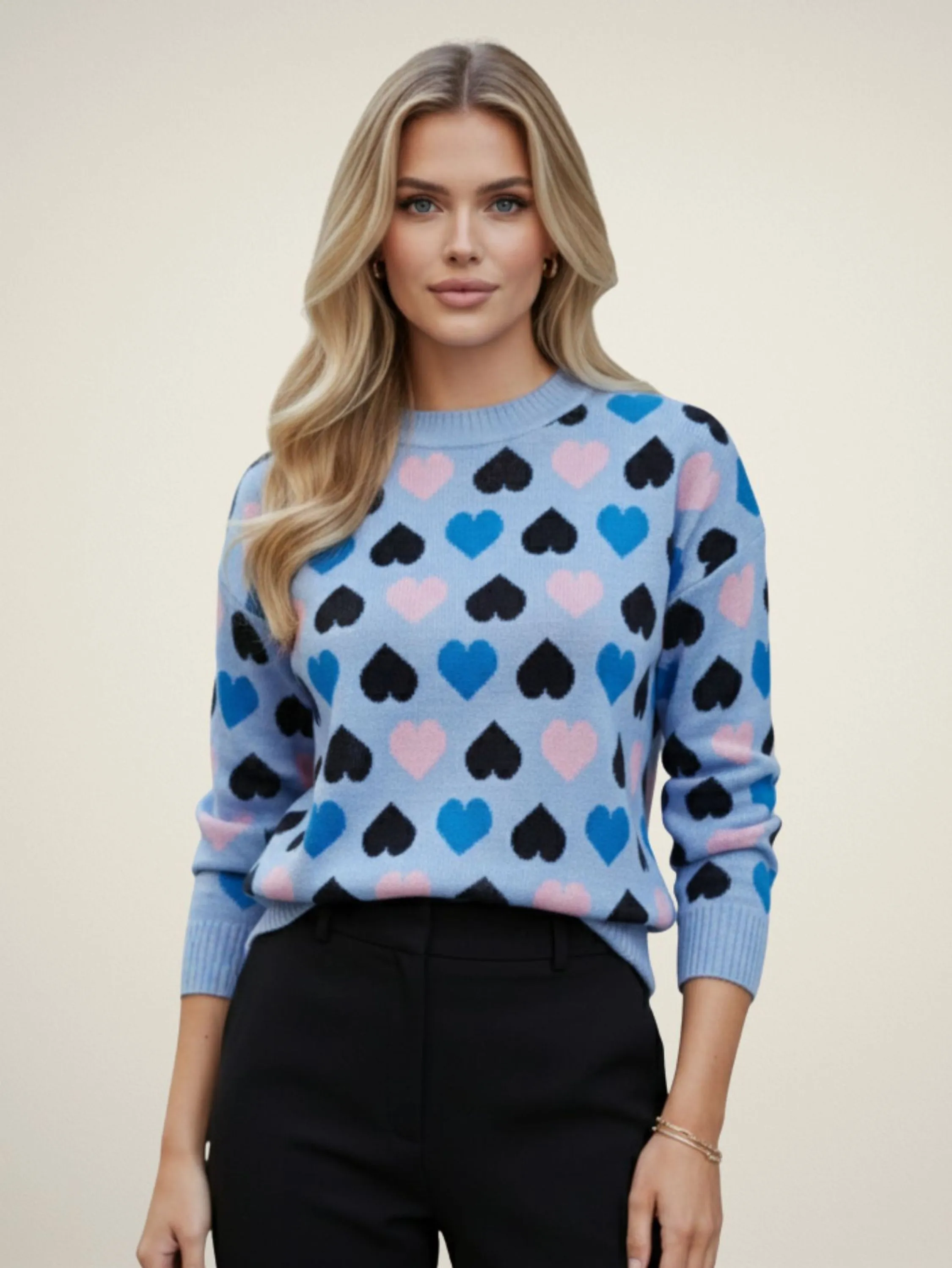 Blusa Tricot Coração Manga Longa