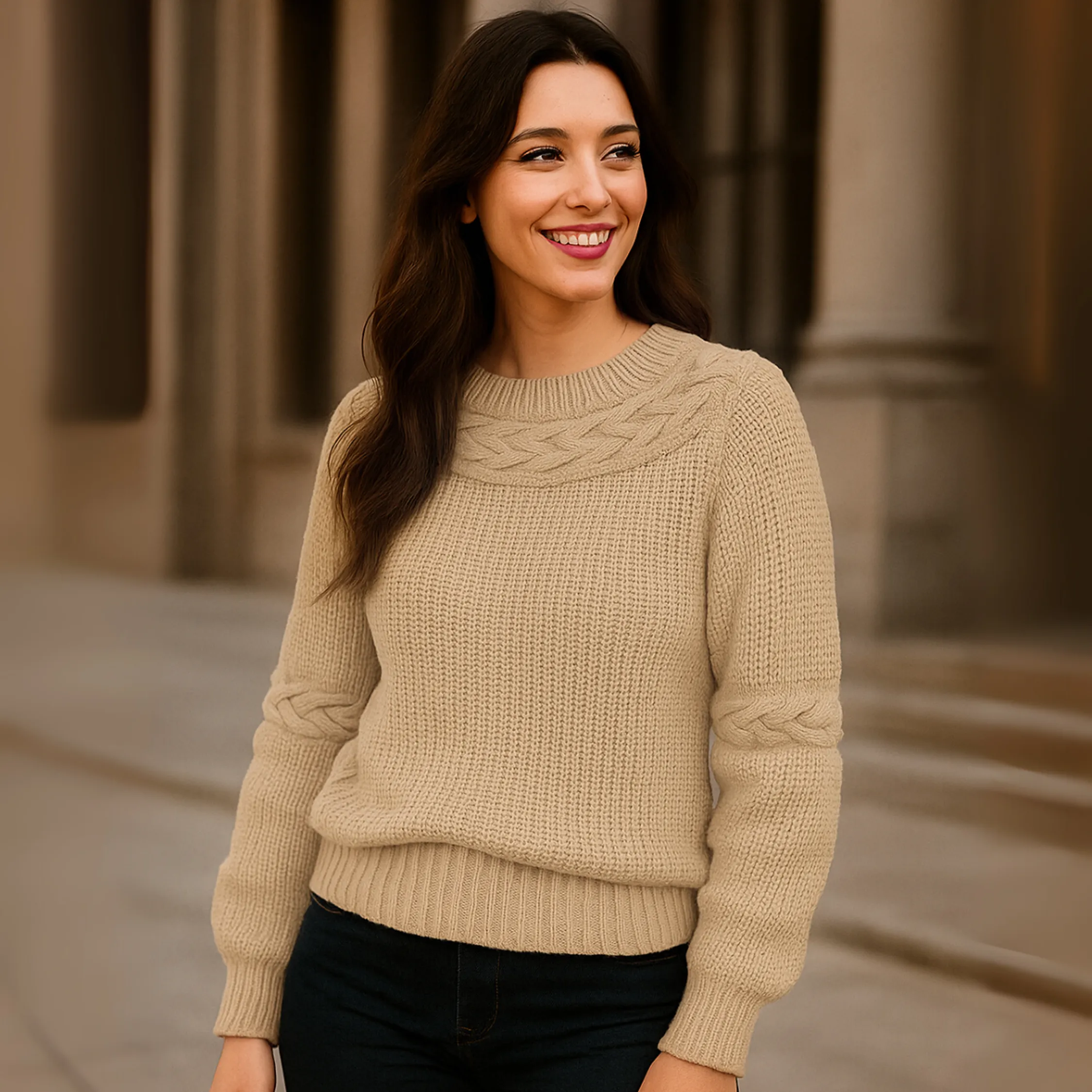 Blusa Tricot Manga Longa Trançada