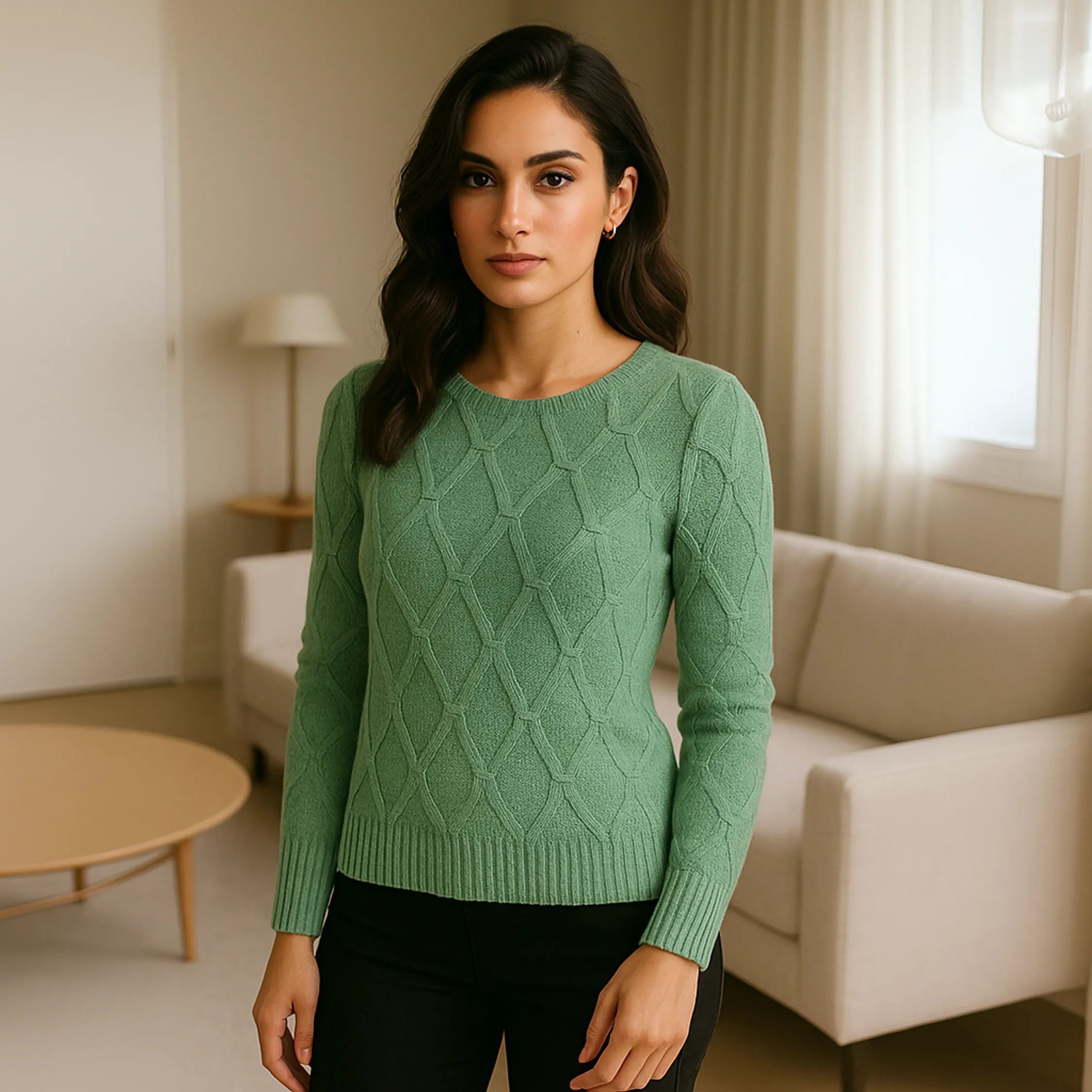 Blusa Tricot Manga Longa Trama Relevo