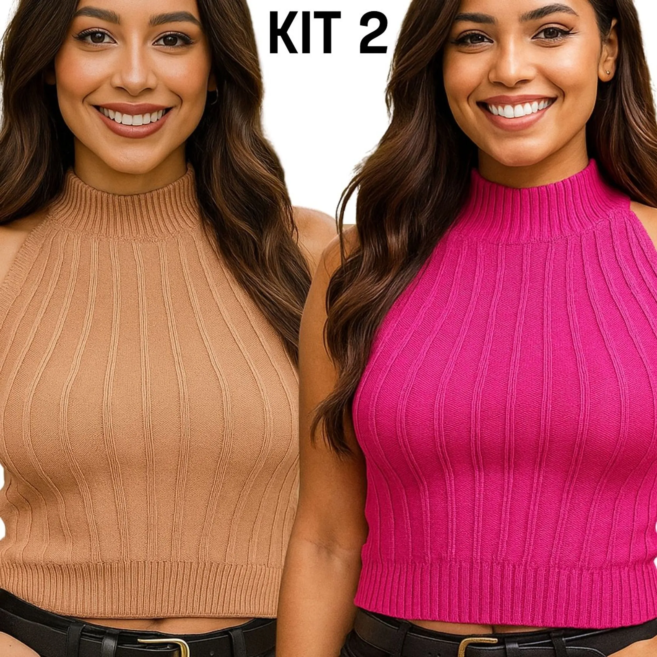 Kit 2 Regatas Tricot Modal Alto Relevo