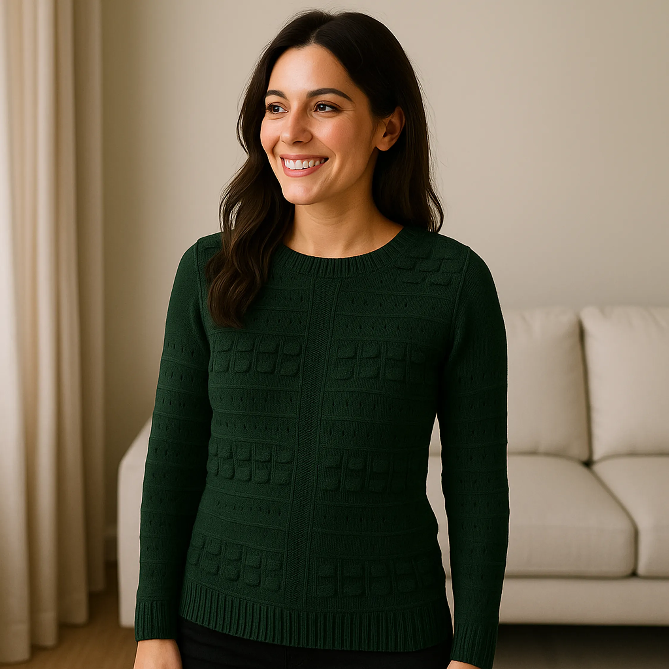 Blusa Tricot Manga Longa Listras Relevo