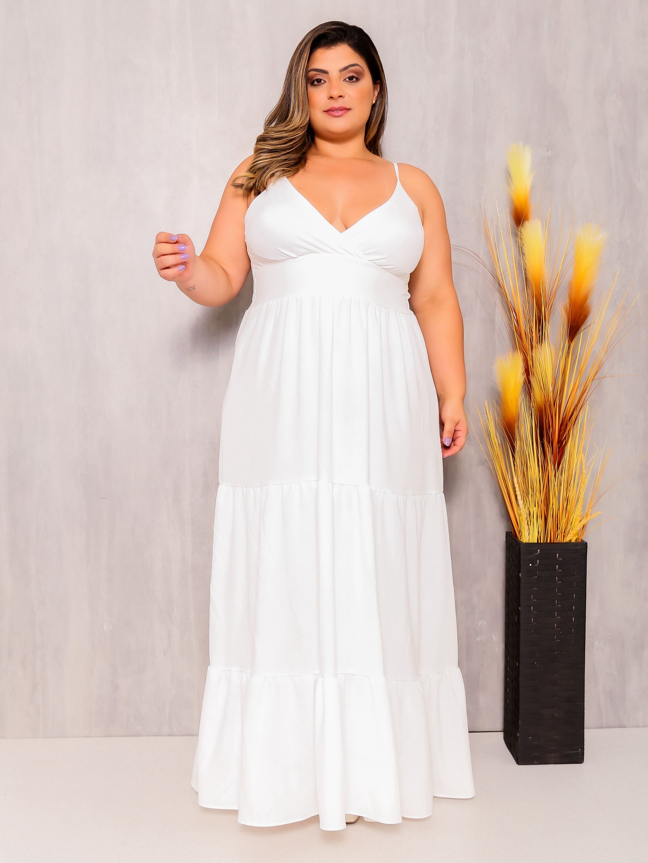 Vestido longo alcinha Plus -48