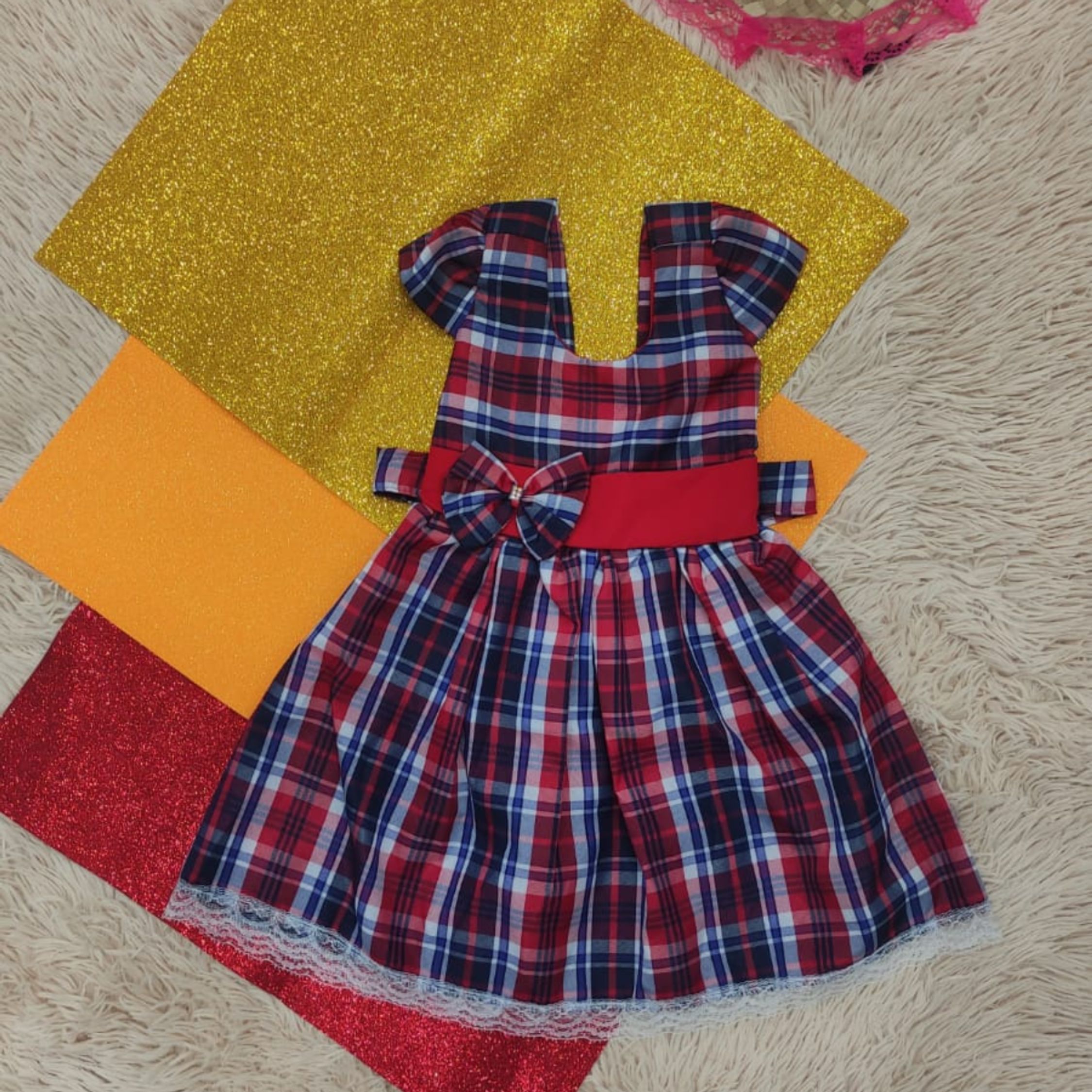 Vestido Infantil  Xadrez Festa Junina São João Caipira