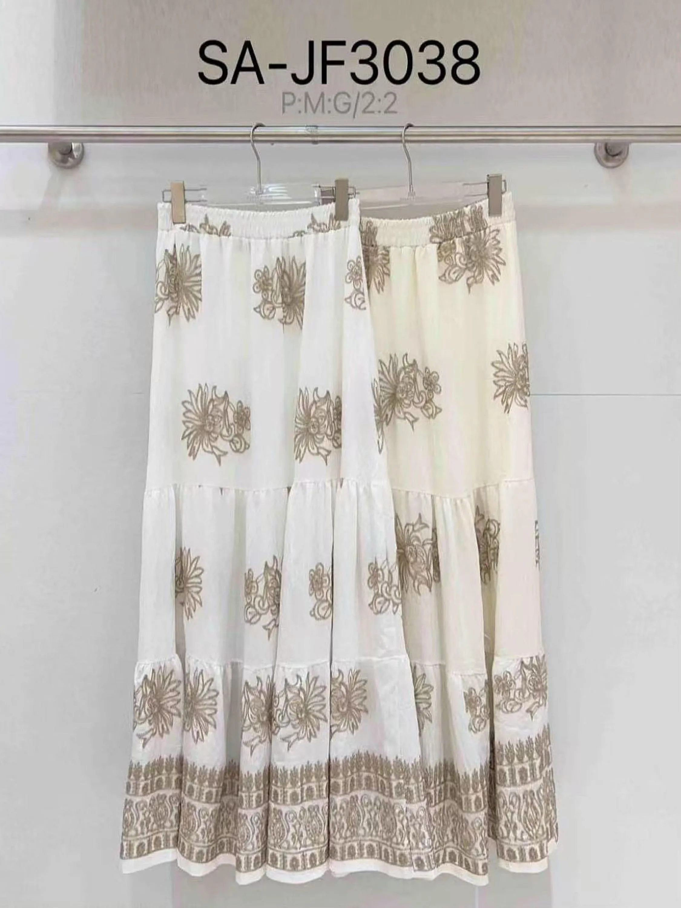 Saia longo feminino bordado