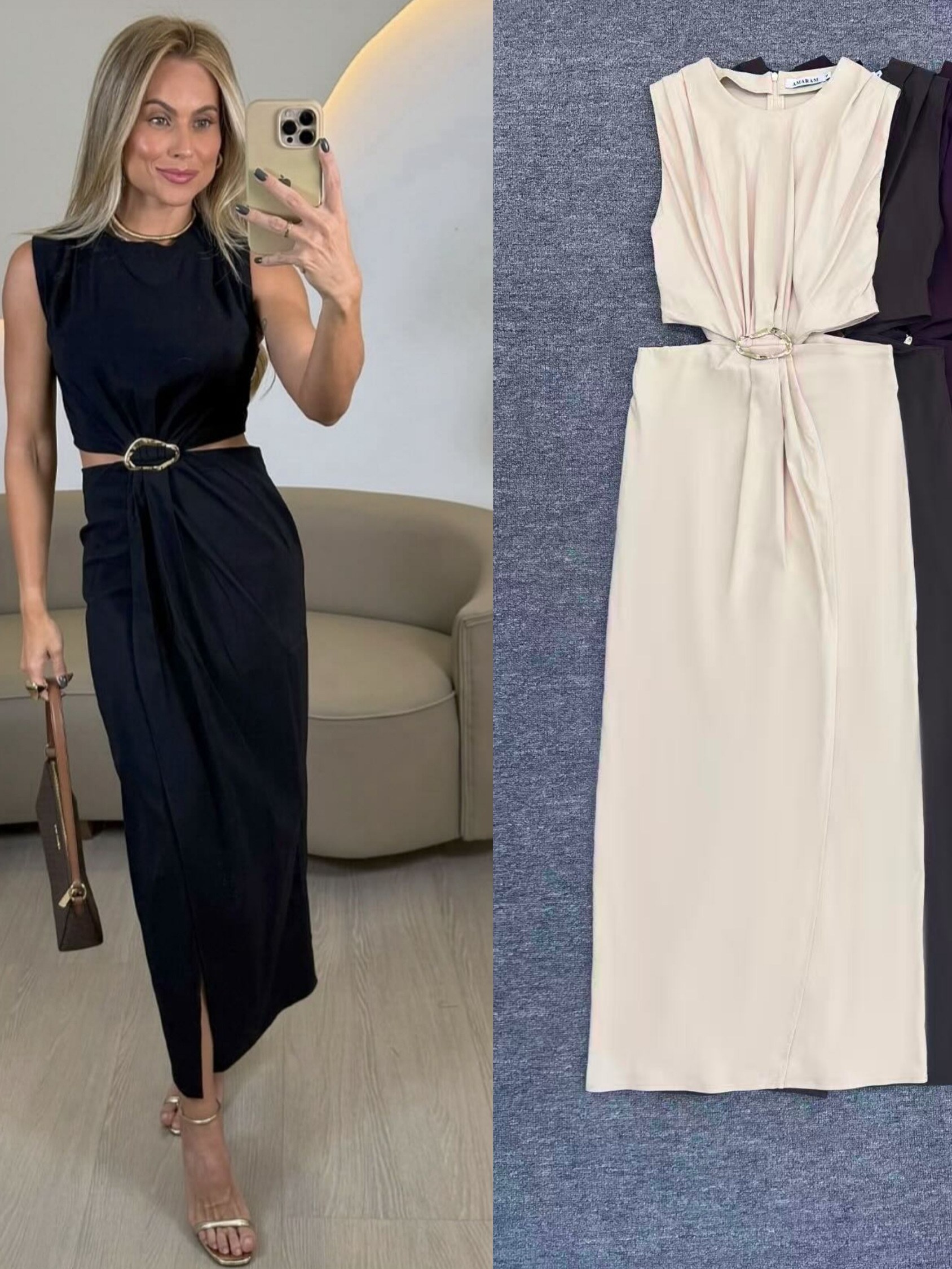 Vestido midi feminina com elastano