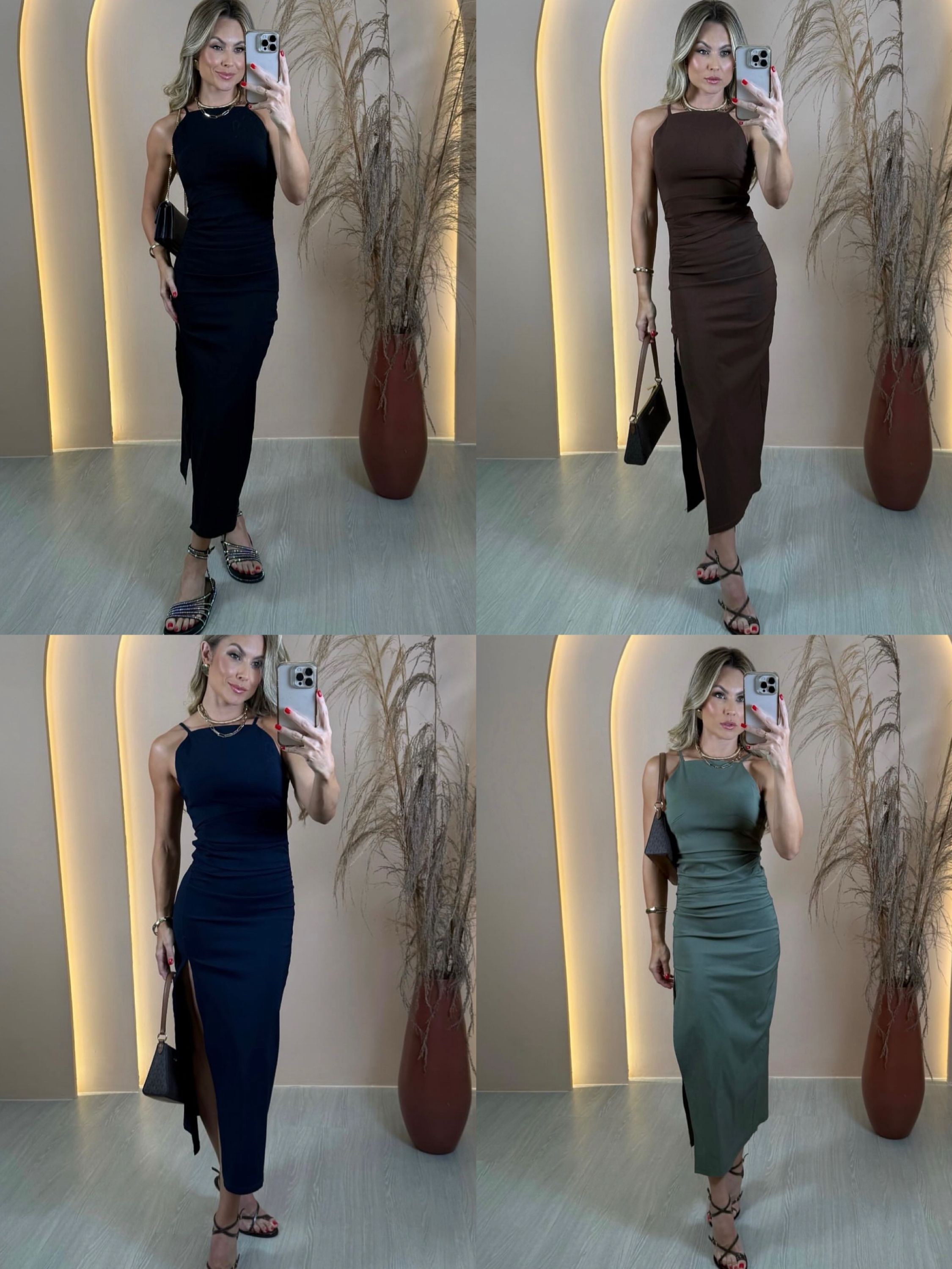 Vestido longo com elastano