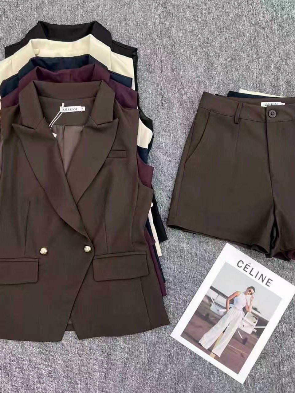 Conjunto feminina colete com short alfaiataria