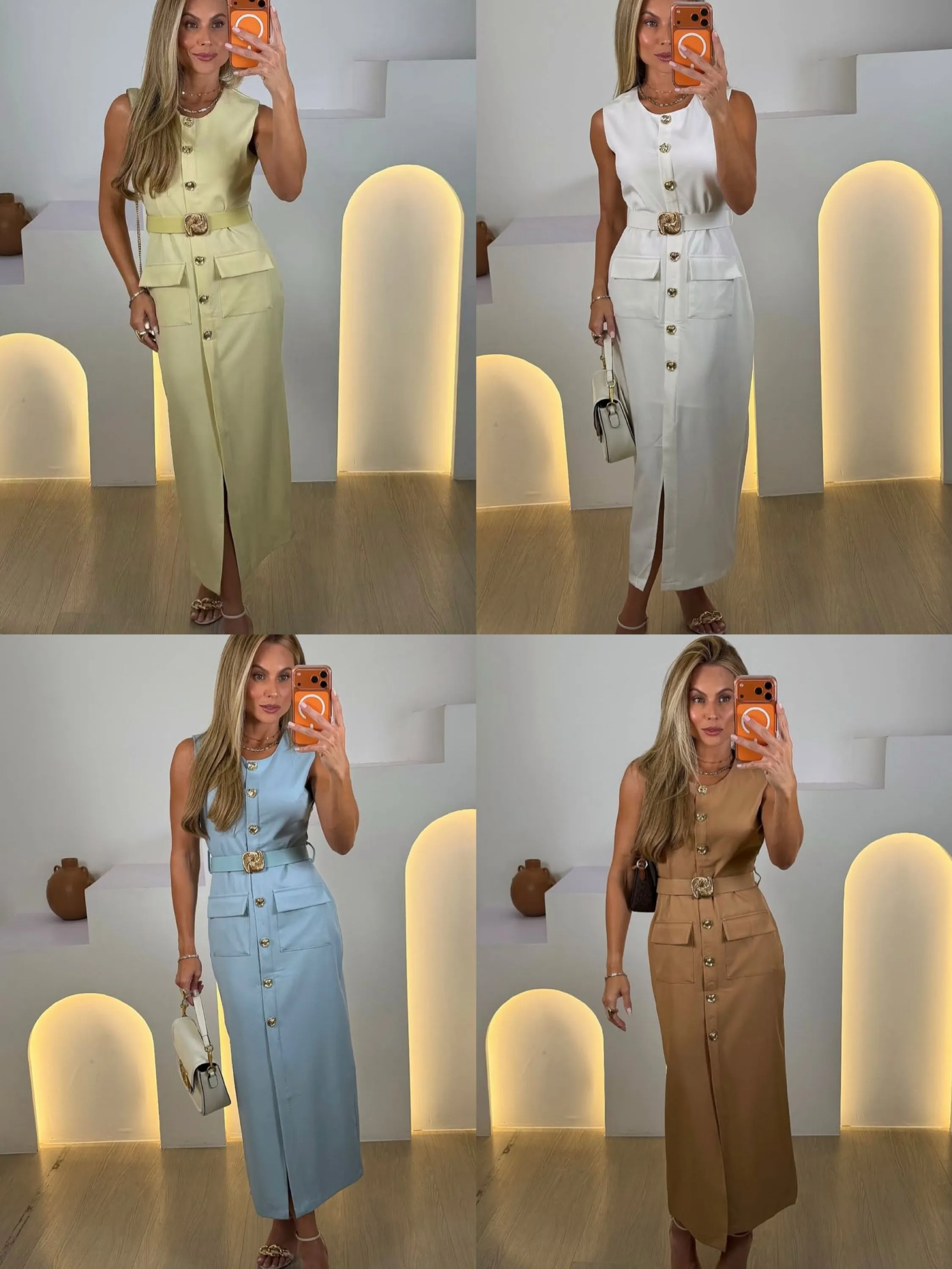 Vestido feminino com cinto