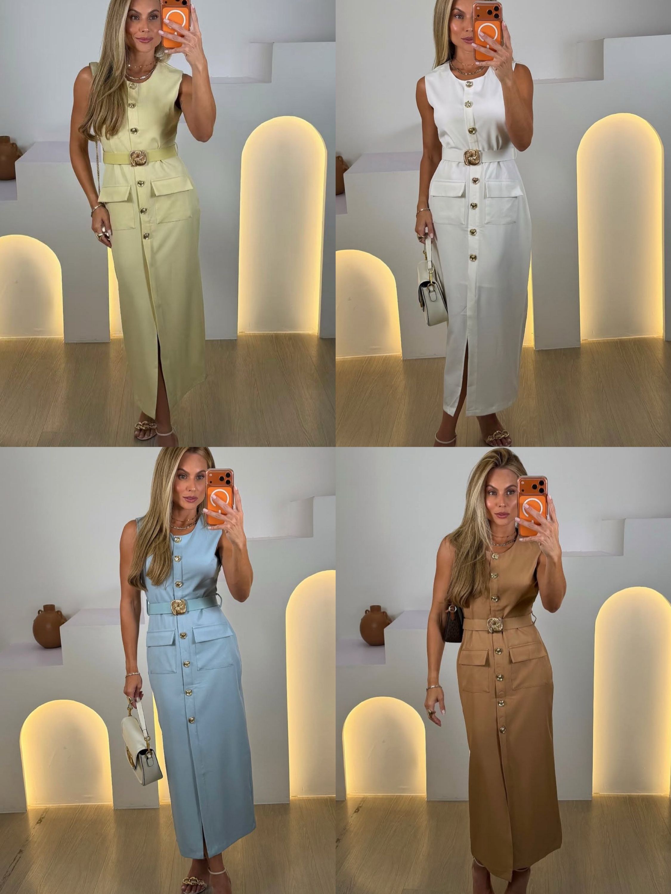 Vestido feminino com cinto