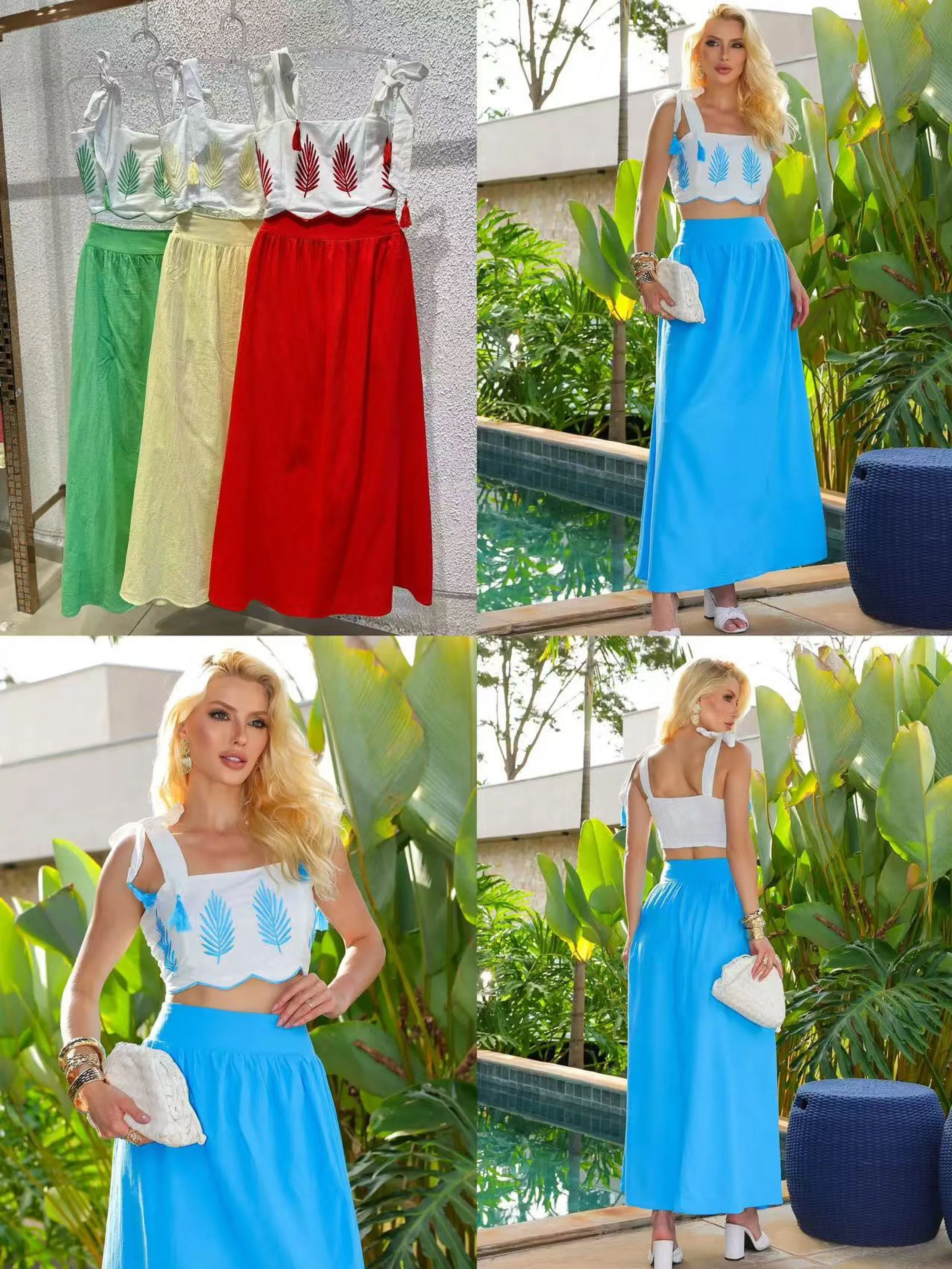 Conjunto bordado feminino