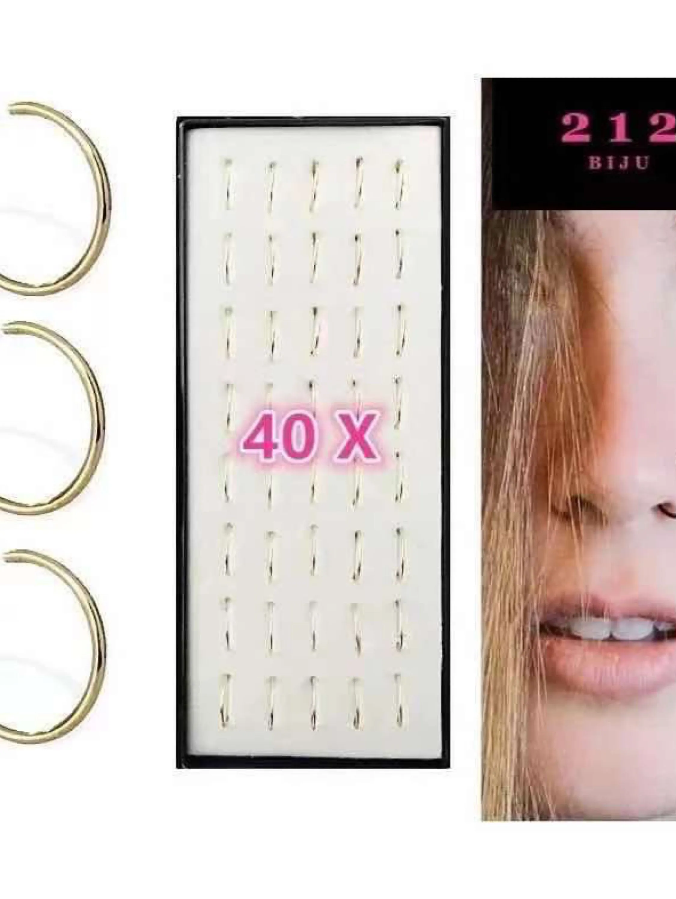 Kit Com 40 Piercing  de nariz argola