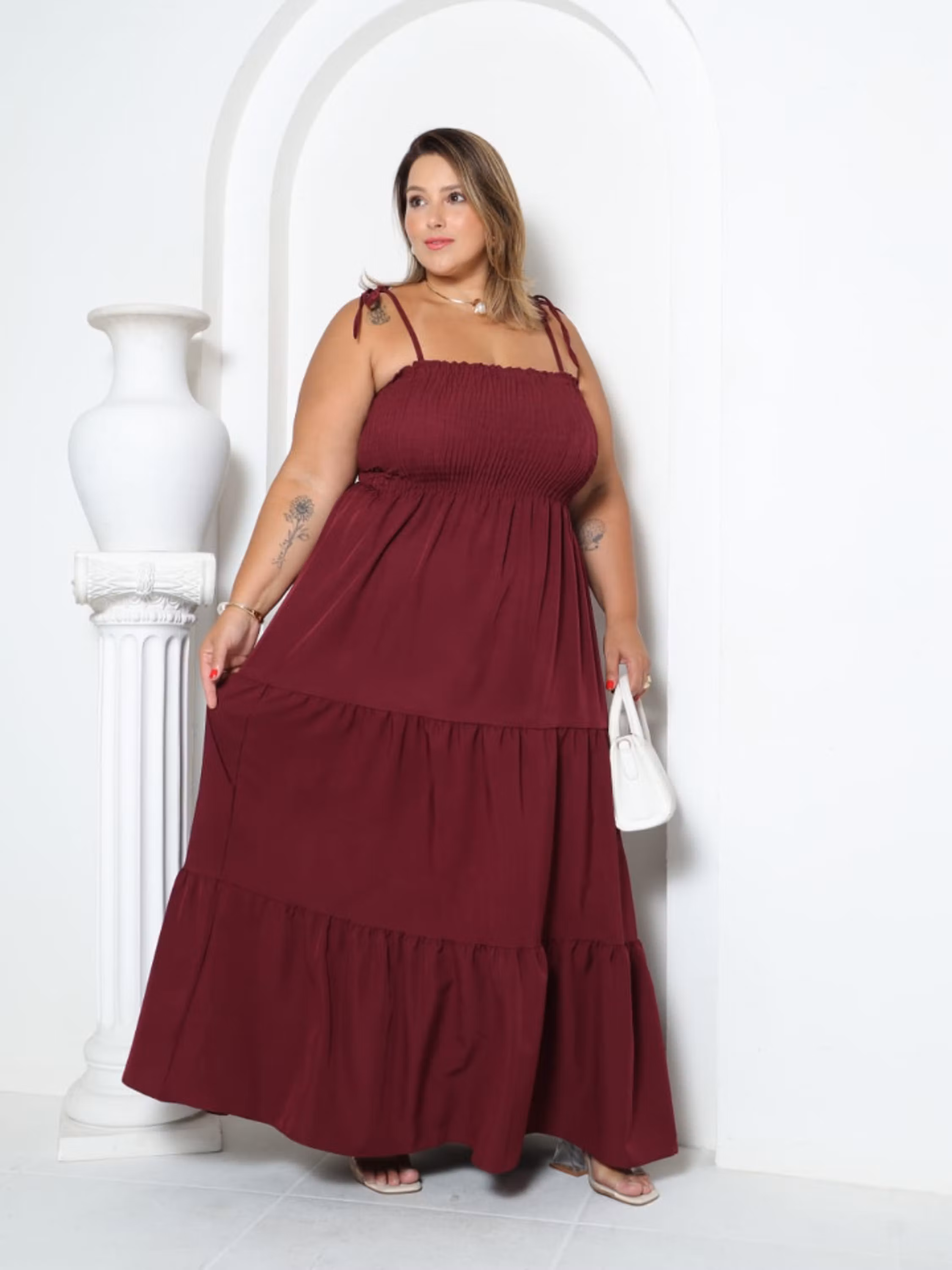 Vestido feminino Plus size liso (18)