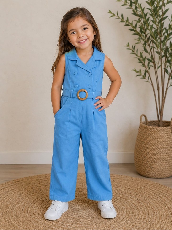 Macacão feminino infantil de calça (Azul)