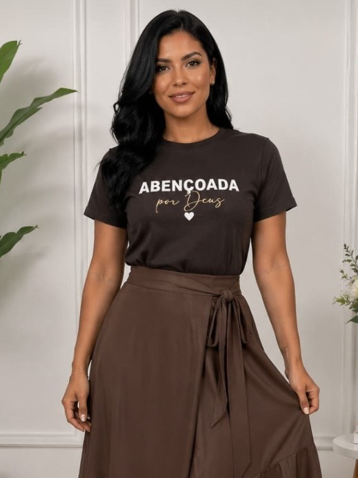 T-Shirt feminina 100% algodão com gola ribana (198)