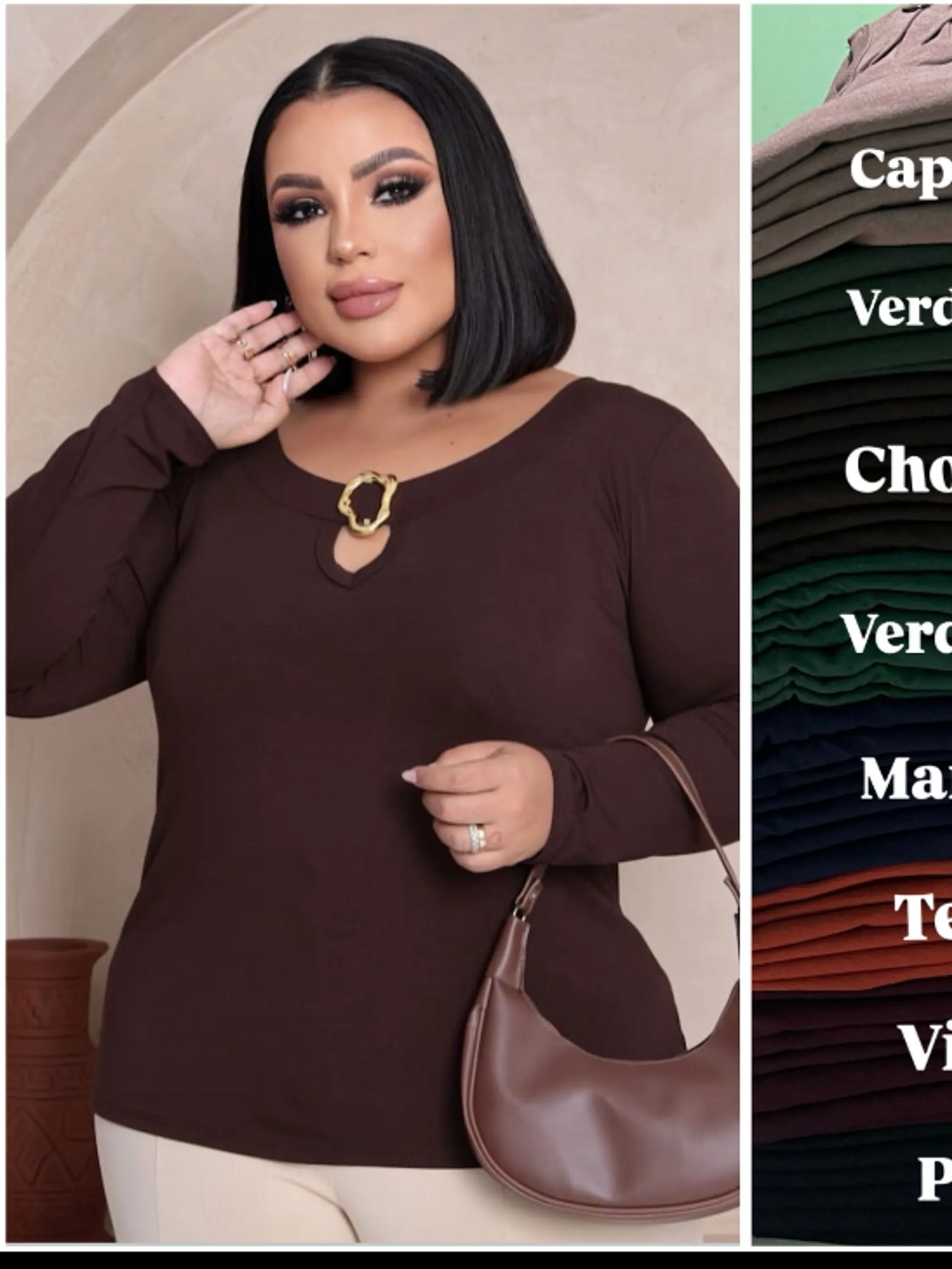 Blusa feminina Plus size manga longa (94)