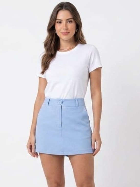 Shorts saia feminino tecido sensorial linho (100)