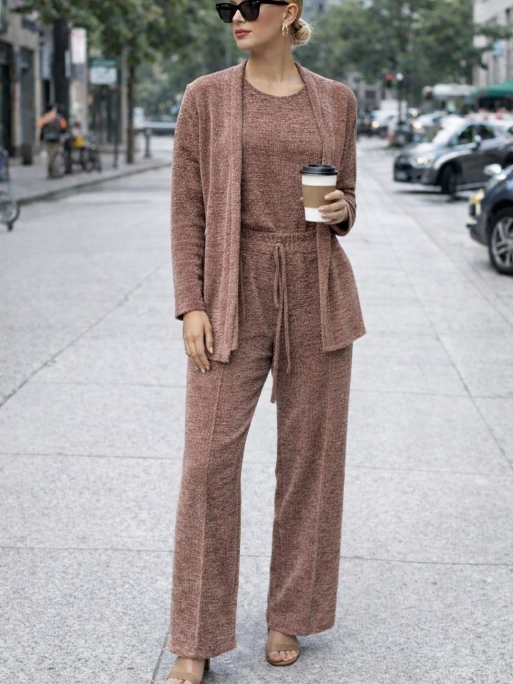 Conjunto feminino 3 Peças tecido ribana (66)