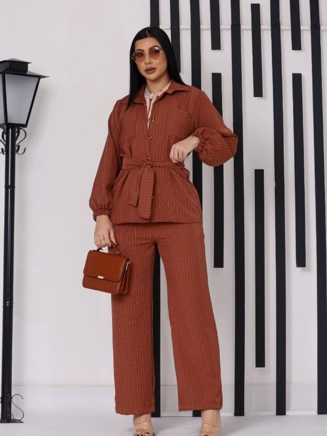 Conjunto feminino blazer e calça risca de giz (188)