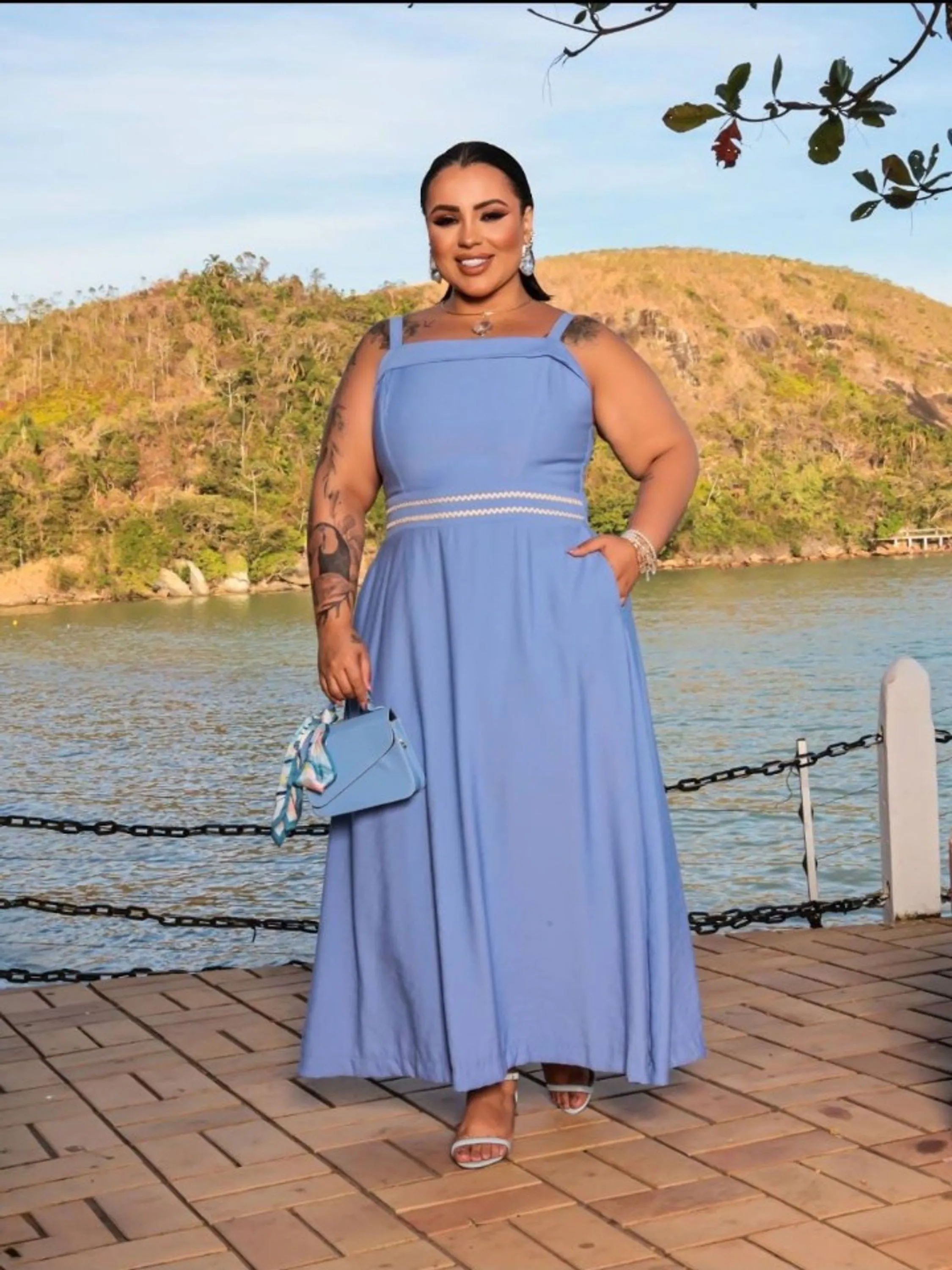 Vestido longo feminino de alcinha Plus size (129)