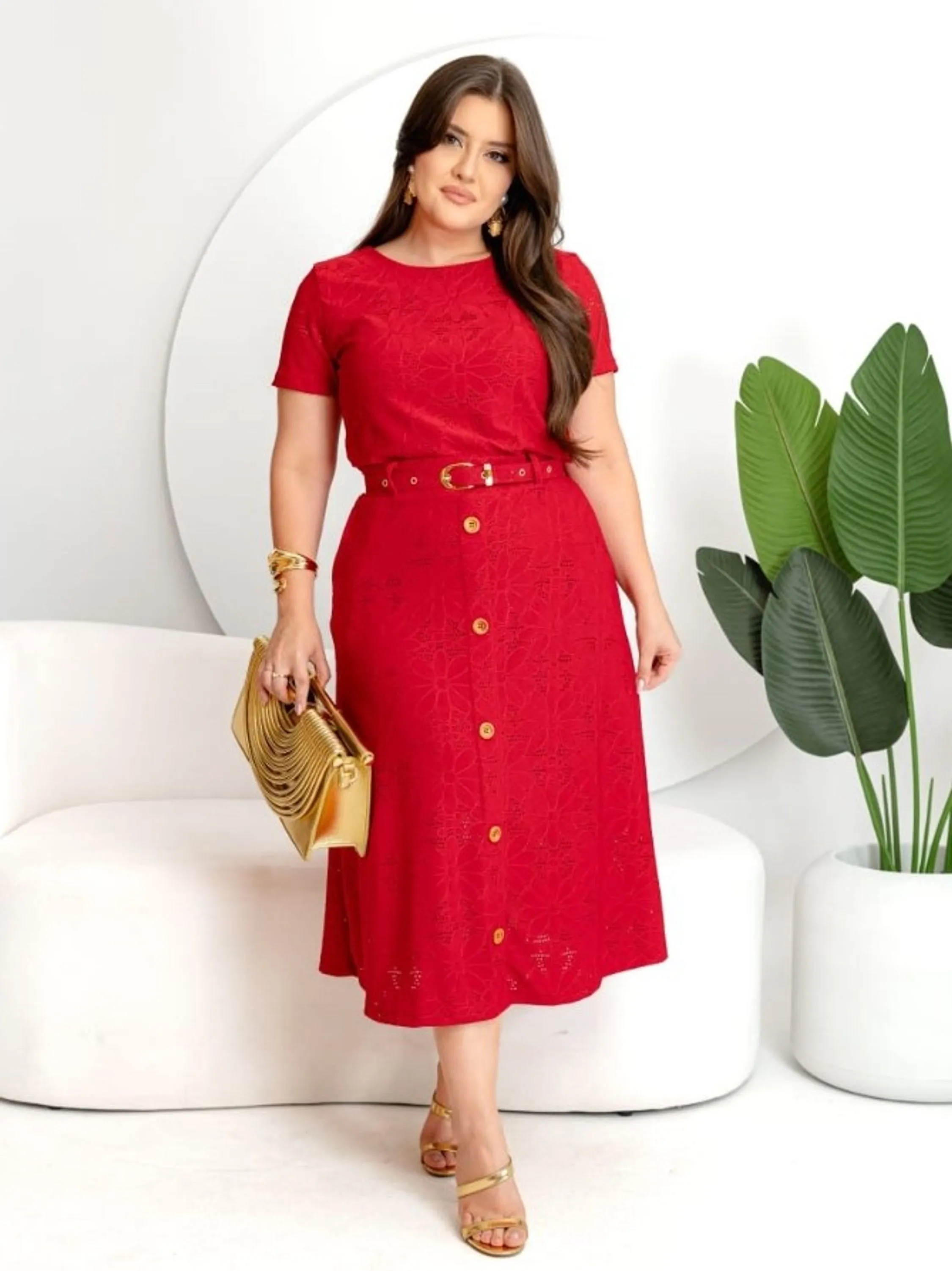 Conjunto feminino de lese saia Midi e blusinha (60)