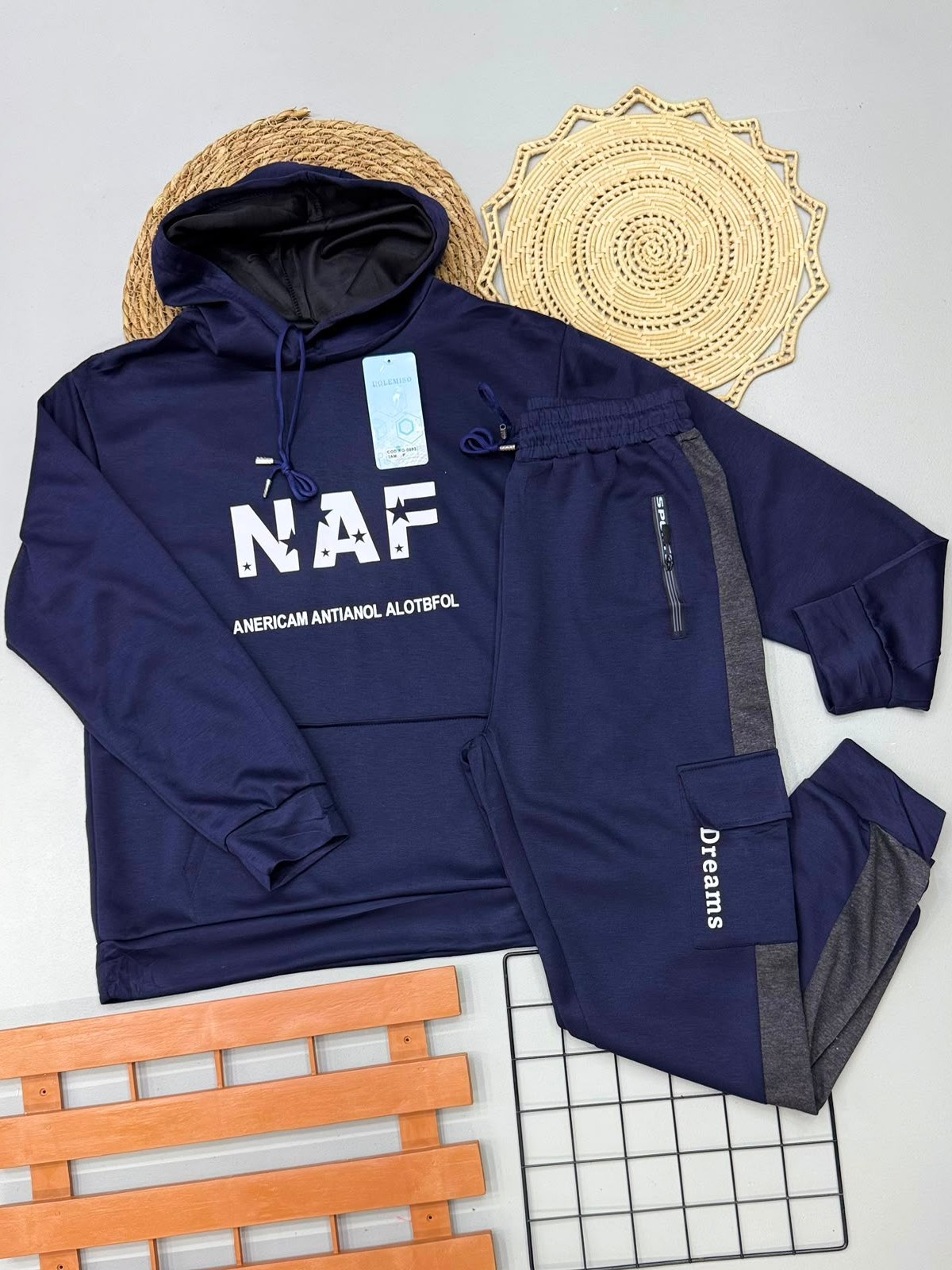Conjunto Moletom fino masculino com touca