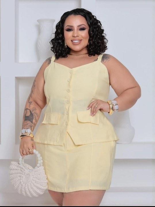 Conjunto feminino Plus size de saia e blusinha (181)