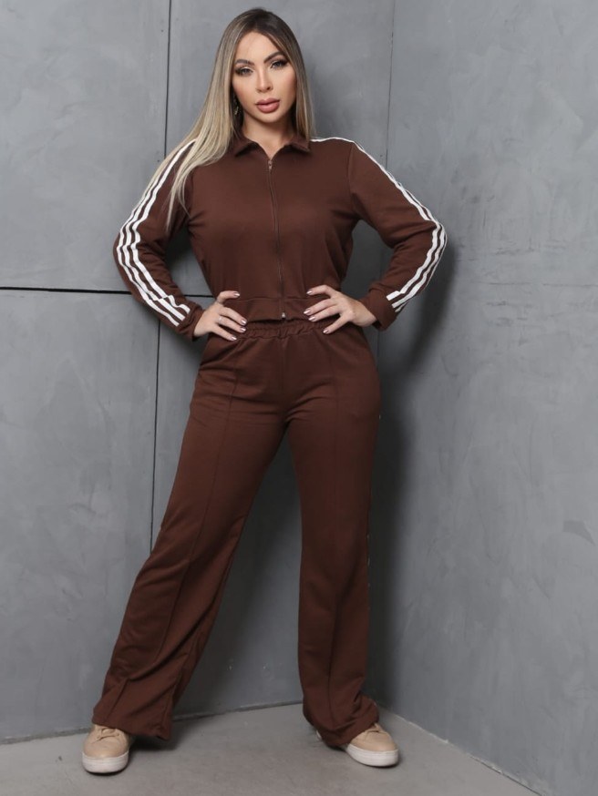 Conjunto feminino com listra tecido moletinho (174)