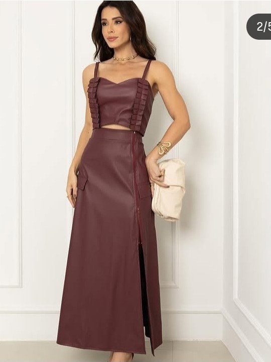 Conjunto feminino saia Midi e cropped com bojo (14)