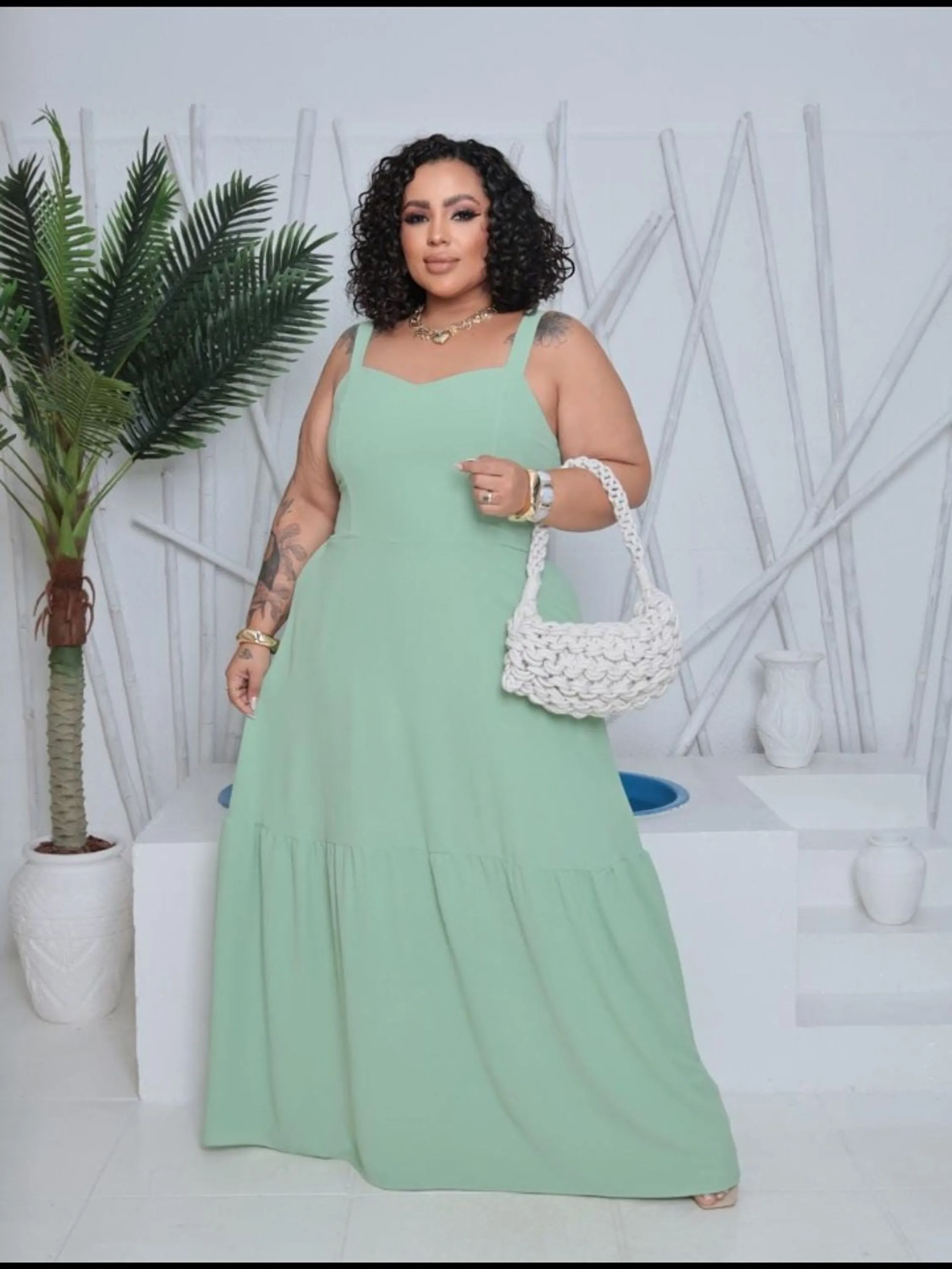 Vestido longo com alça feminino  Plus size (129)