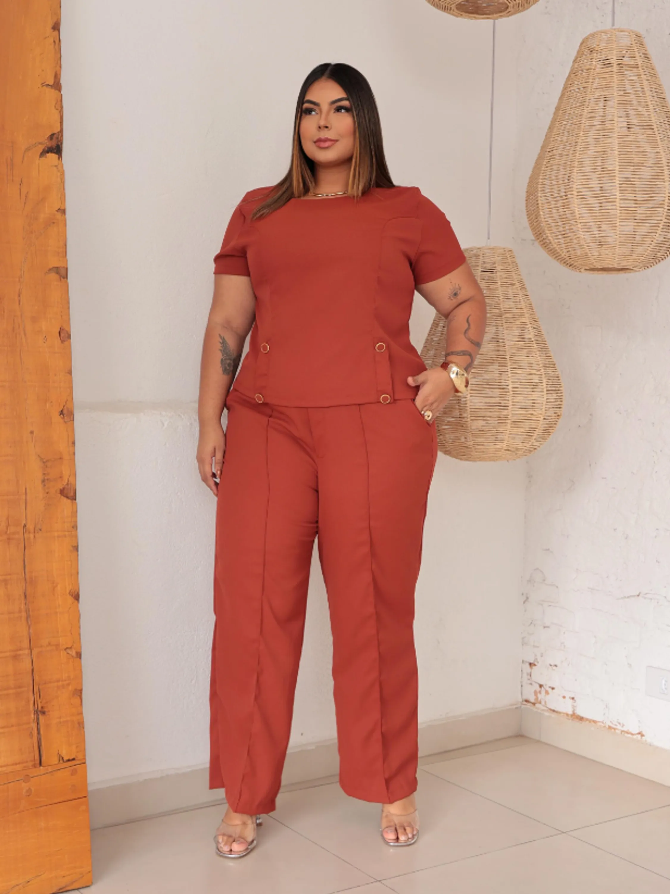 Conjunto feminino Plus size tecido sarja (105)